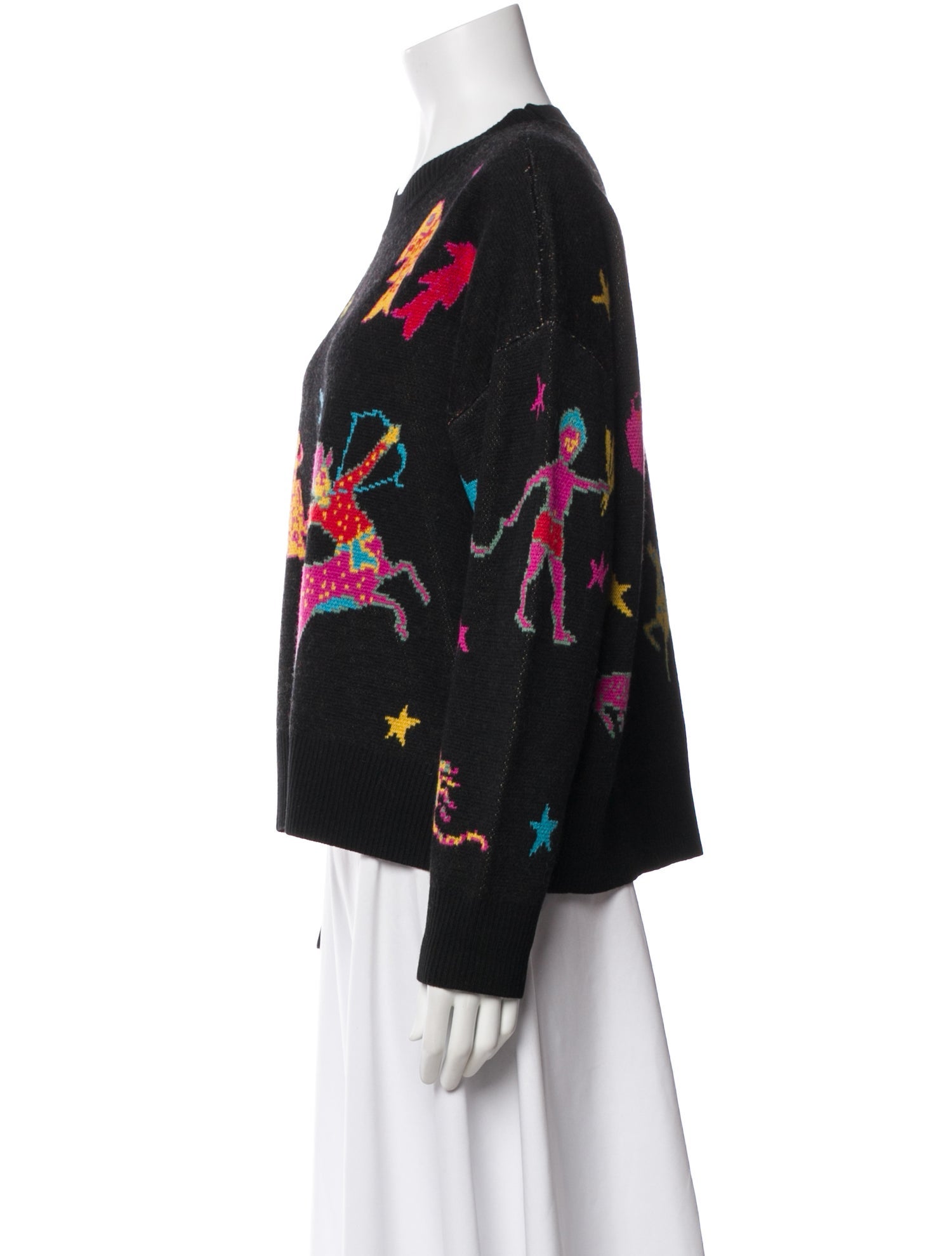 RHODE Merino Wool Floral Print Sweater