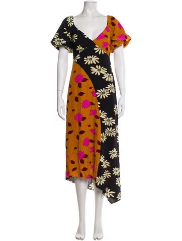 Pre-owned Rhode Floral Print Long Dress In Multi