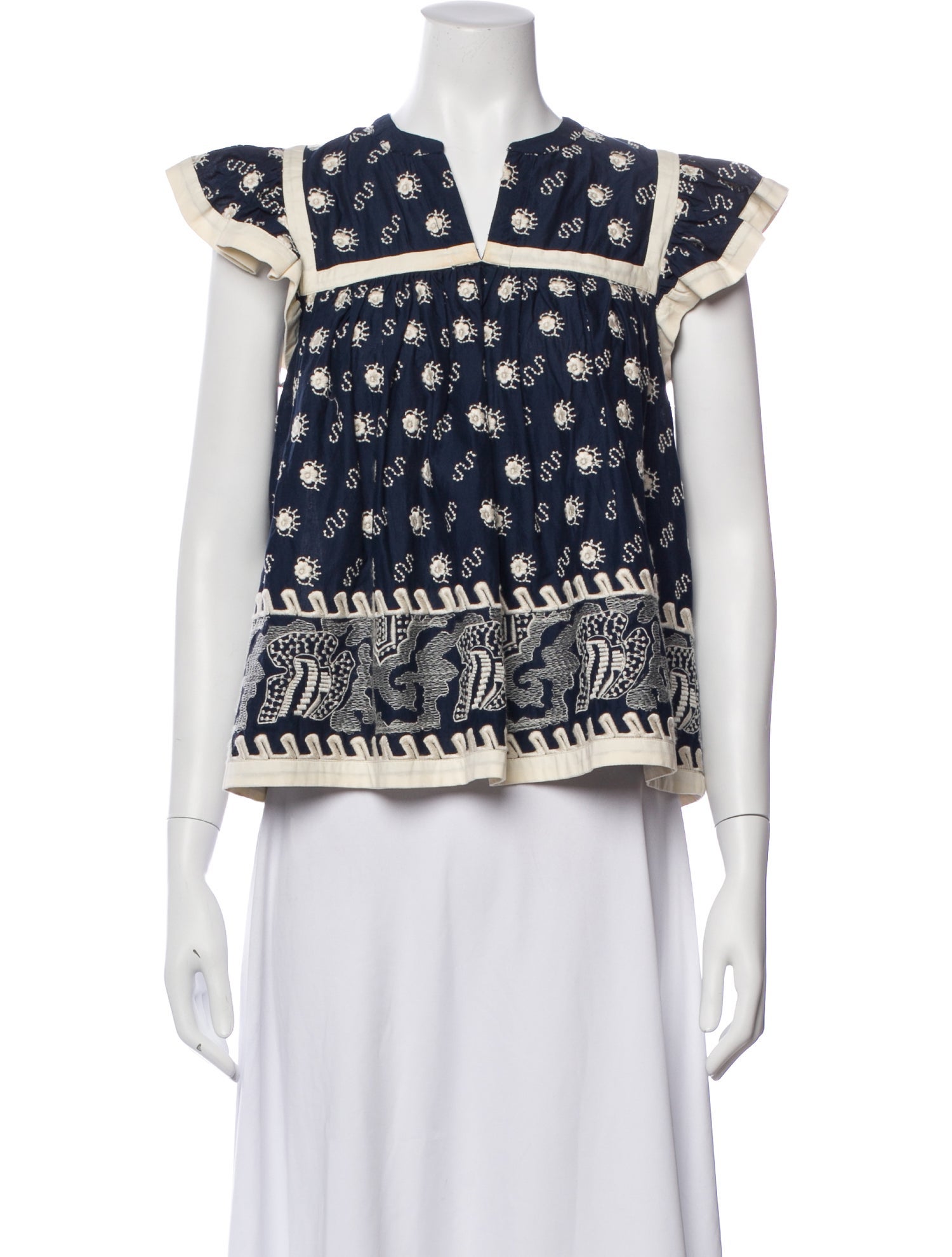 RHODE Printed V-Neck Blouse