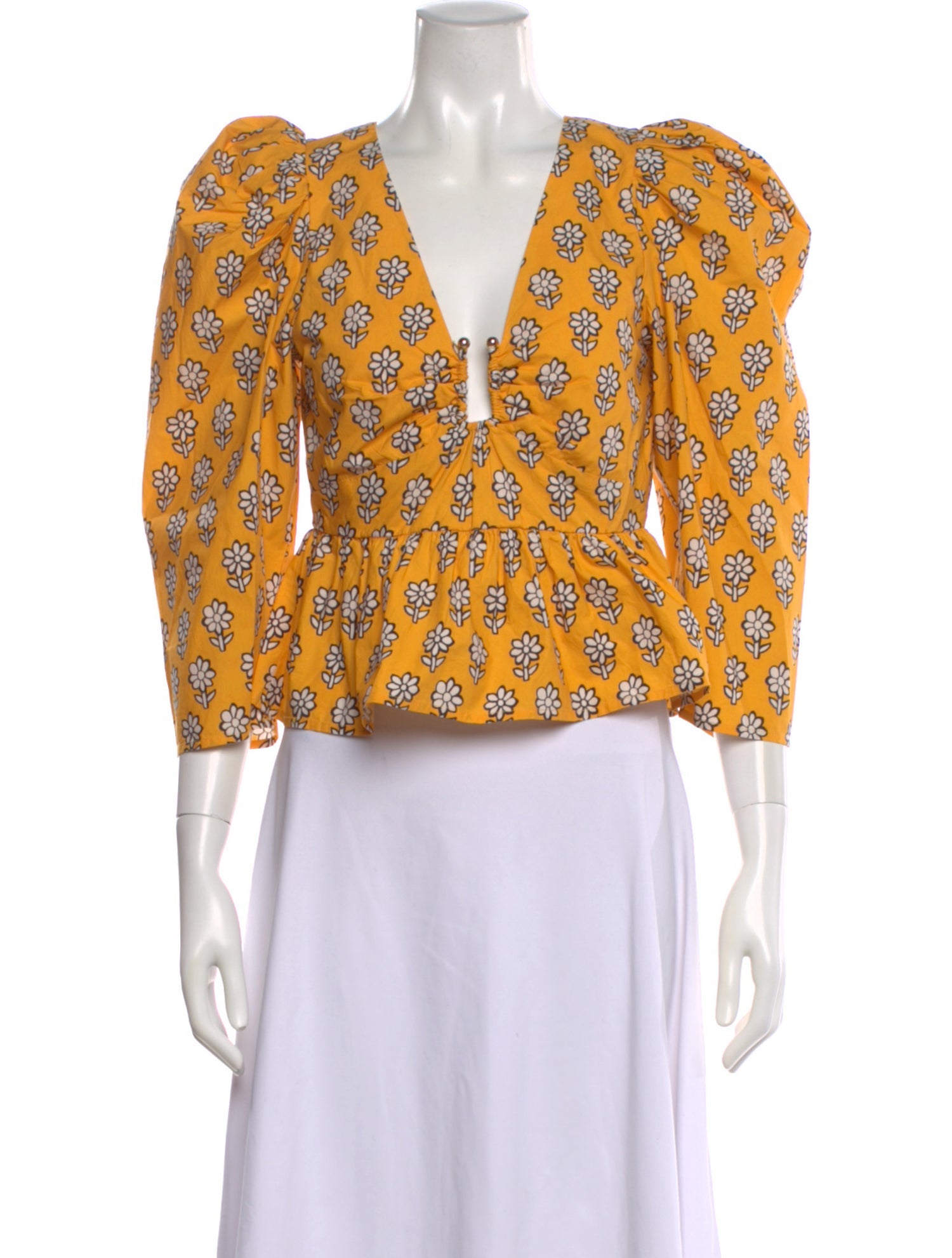 RHODE Floral Print V-Neck Blouse