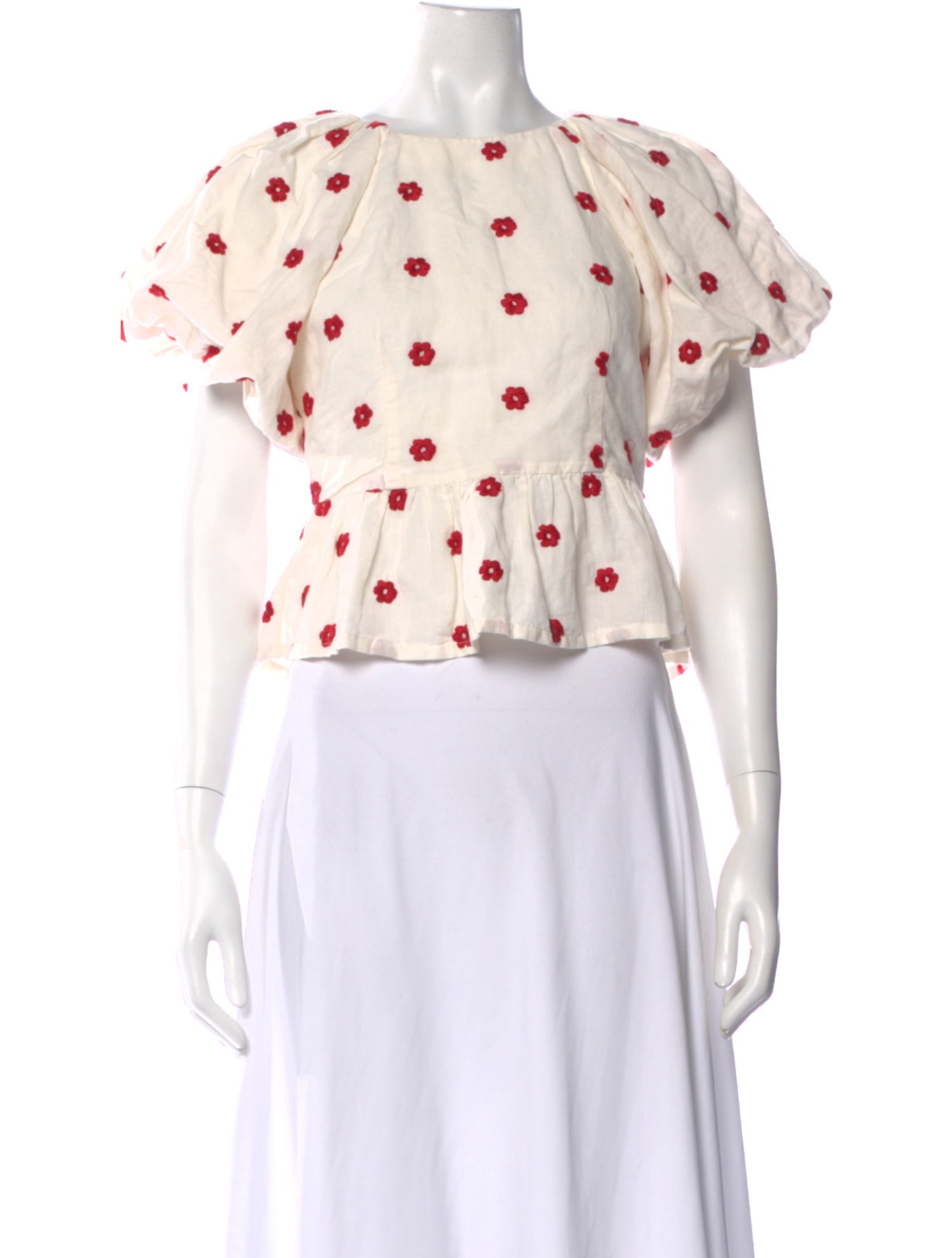 RHODE Floral Print Crew Neck Blouse