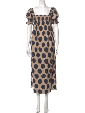 Pre-owned Rhode Polka Dot Print Long Dress In Neutral