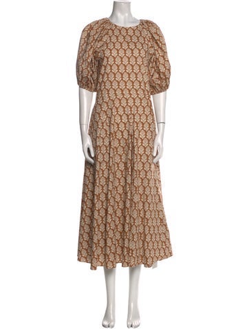 Pre-owned Rhode Floral Print Long Dress In Neutrals