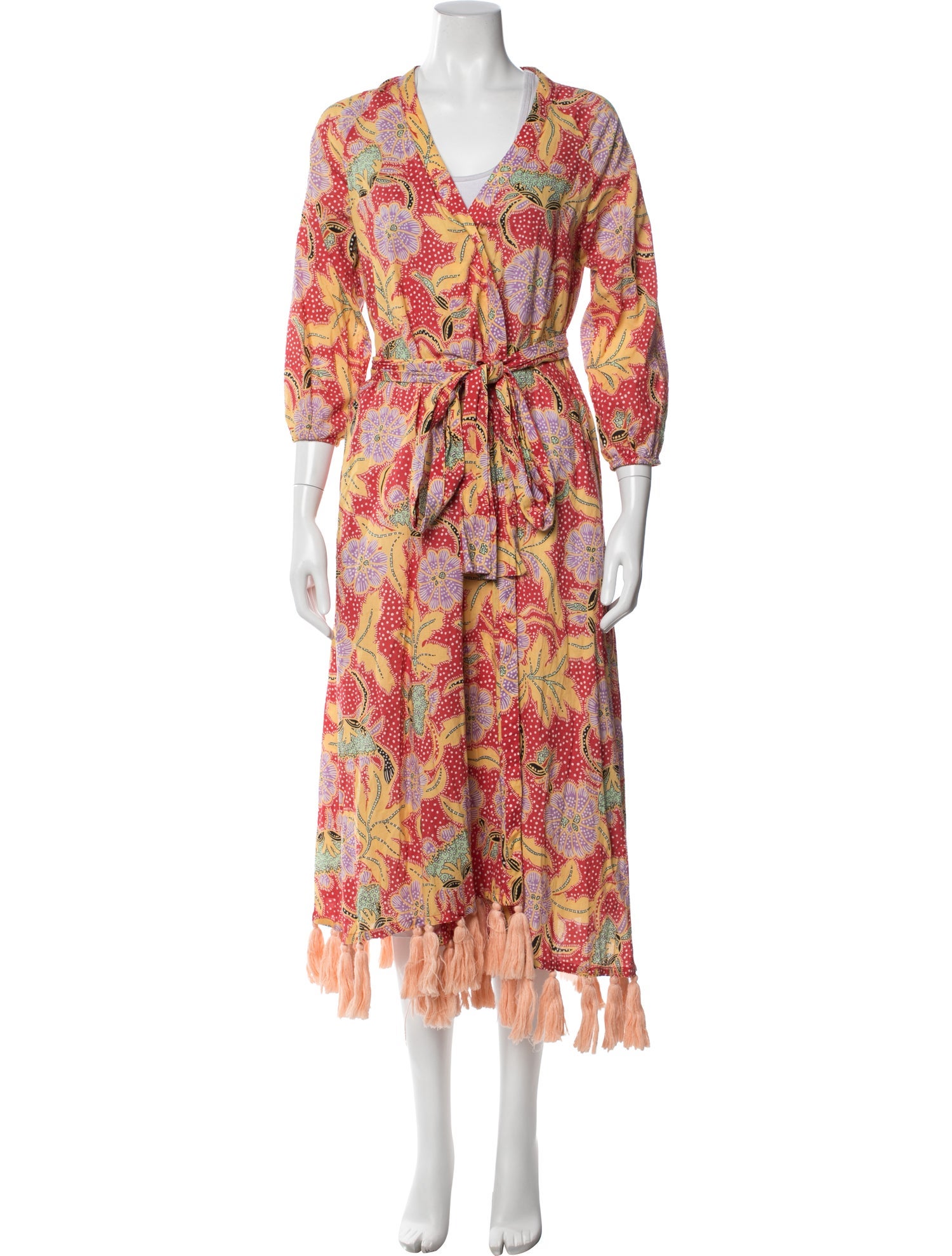 rhode resort wrap dress Rhode Resort Wrap Dress S 6 Women's Casual Printed Boho Flared Maxi NEW  34931