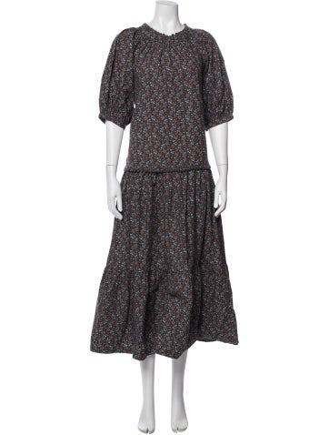 Pre-owned Rhode Floral Print Long Dress In Blue