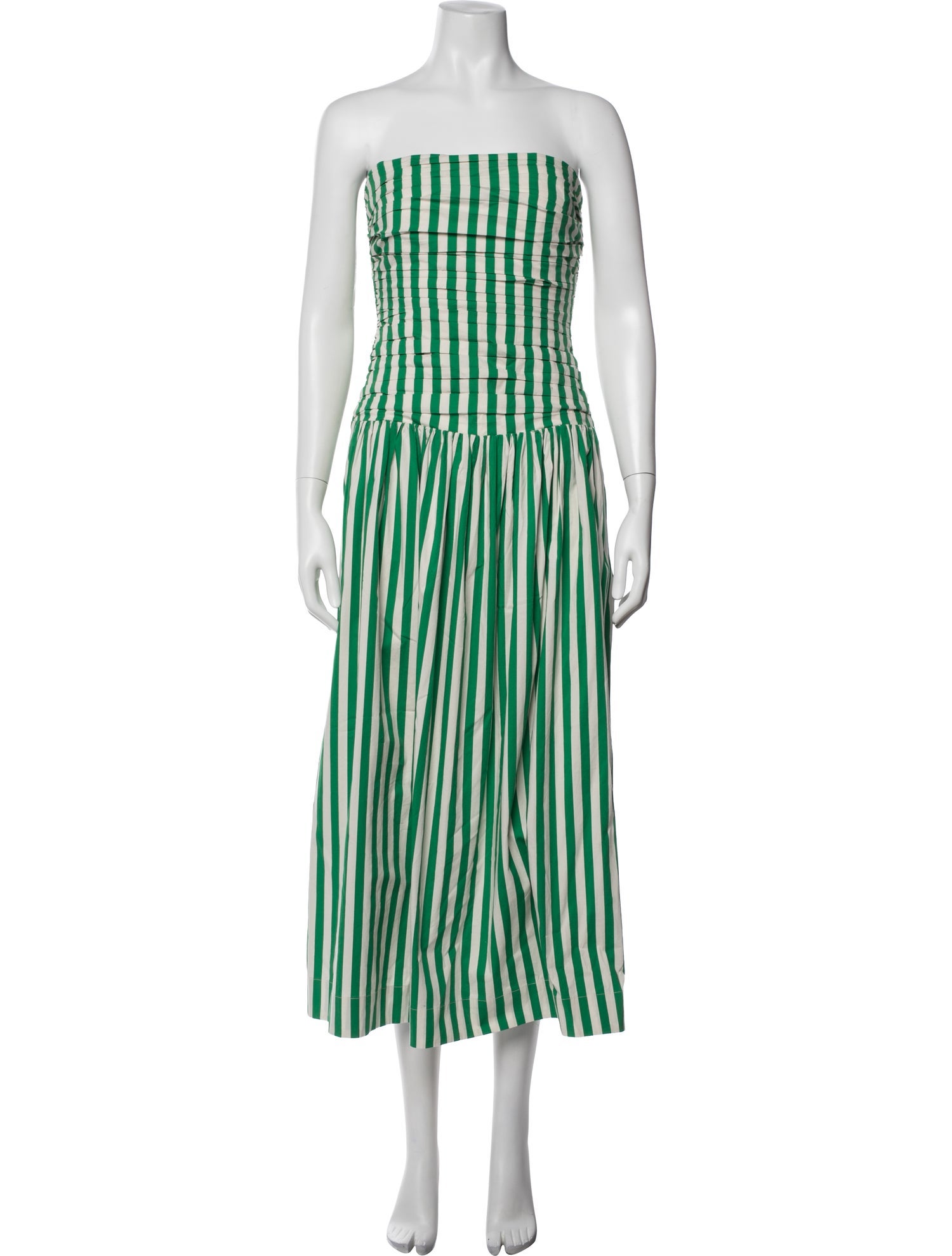 RHODE Striped Midi Length Dress - Green Dresses, Clothing - WRHOS44732