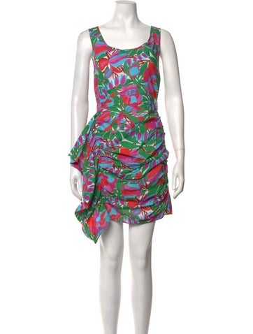 Pre-owned Rhode Floral Print Mini Dress In White