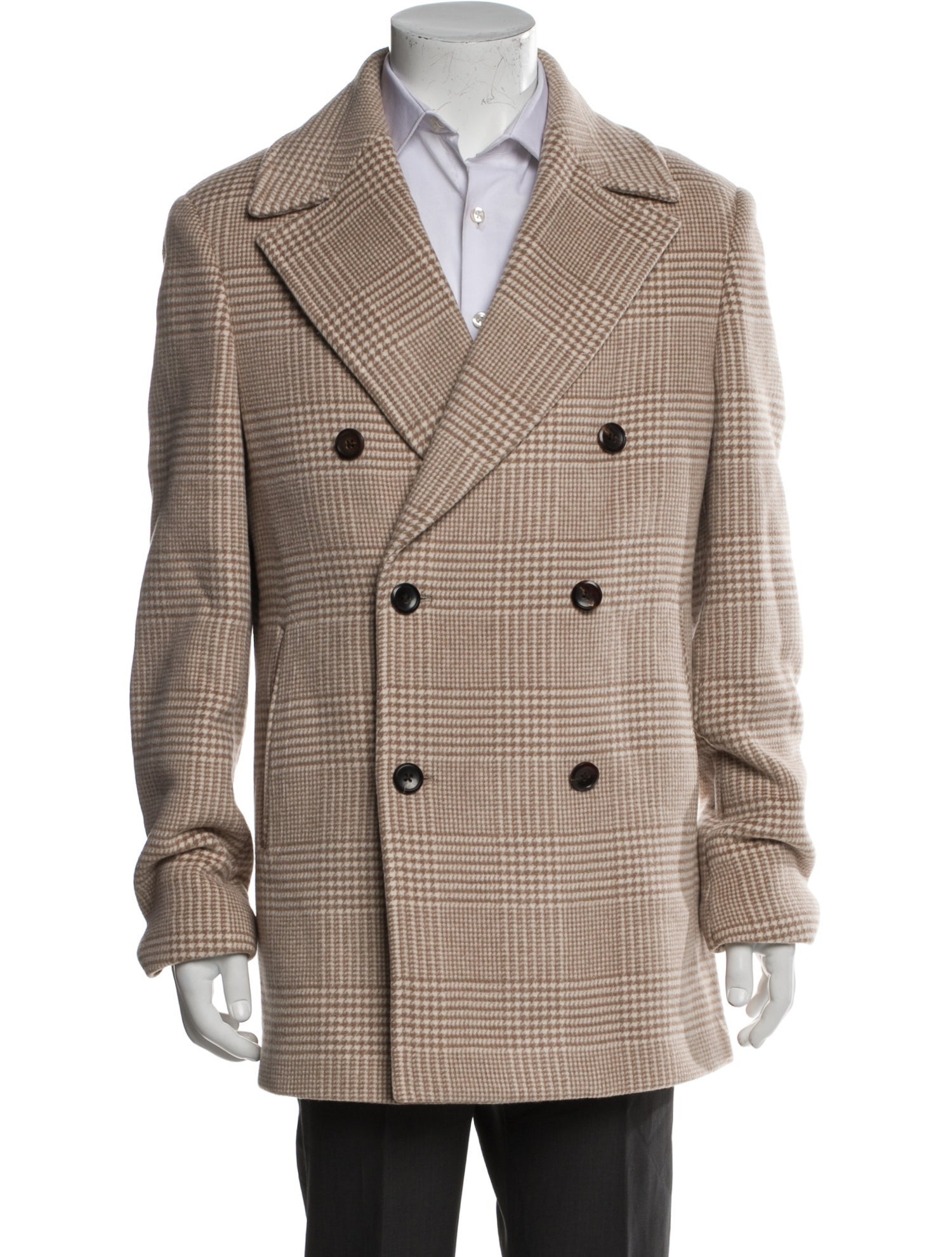 Reiss Wool Plaid Print Peacoat