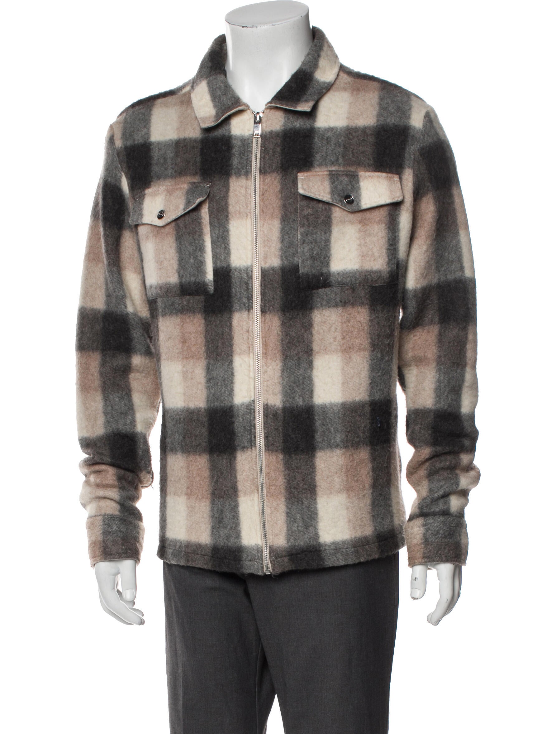 Reiss Plaid Print Peacoat