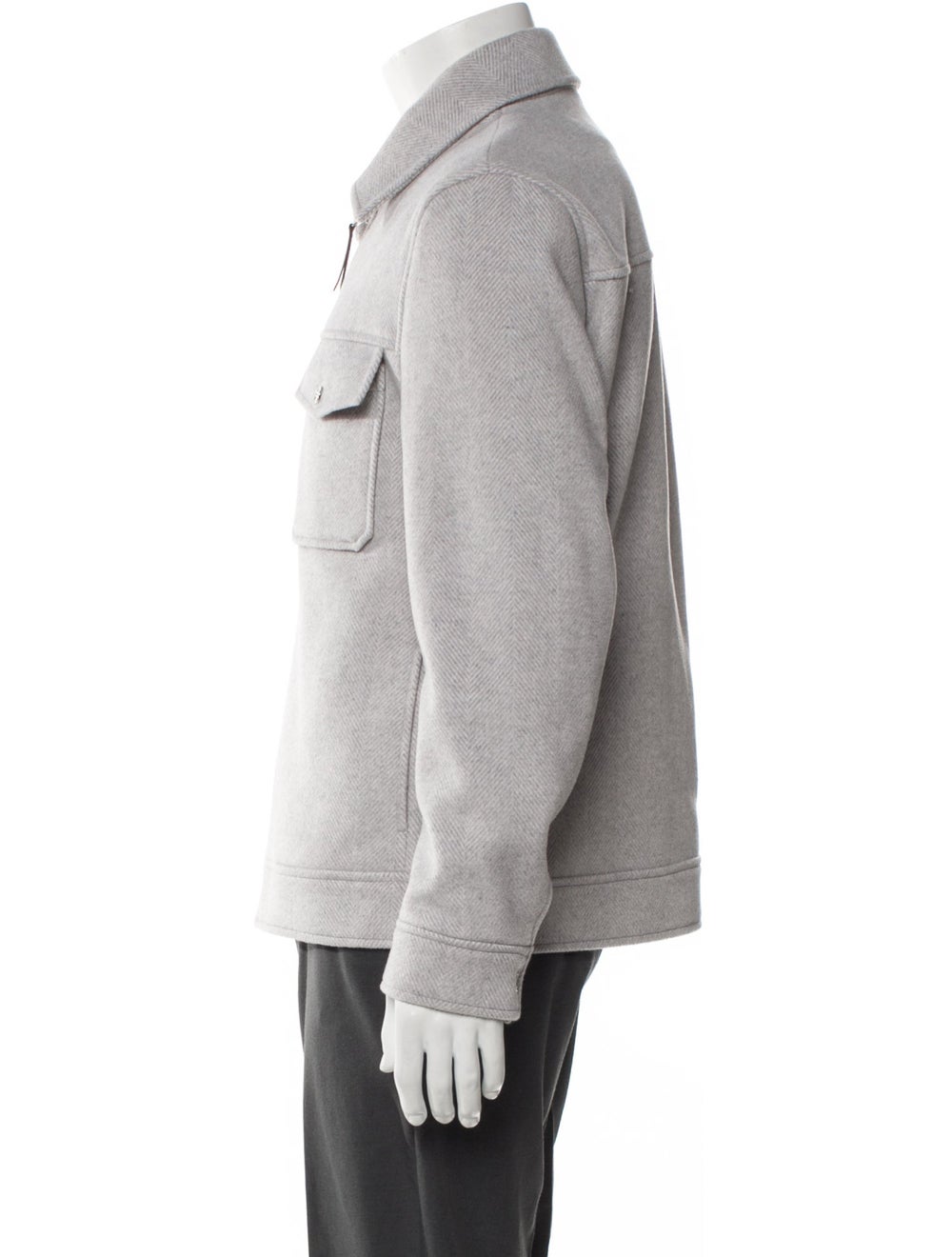 Reiss Jacket Grey Satin Lining Patch Pockets - image 2