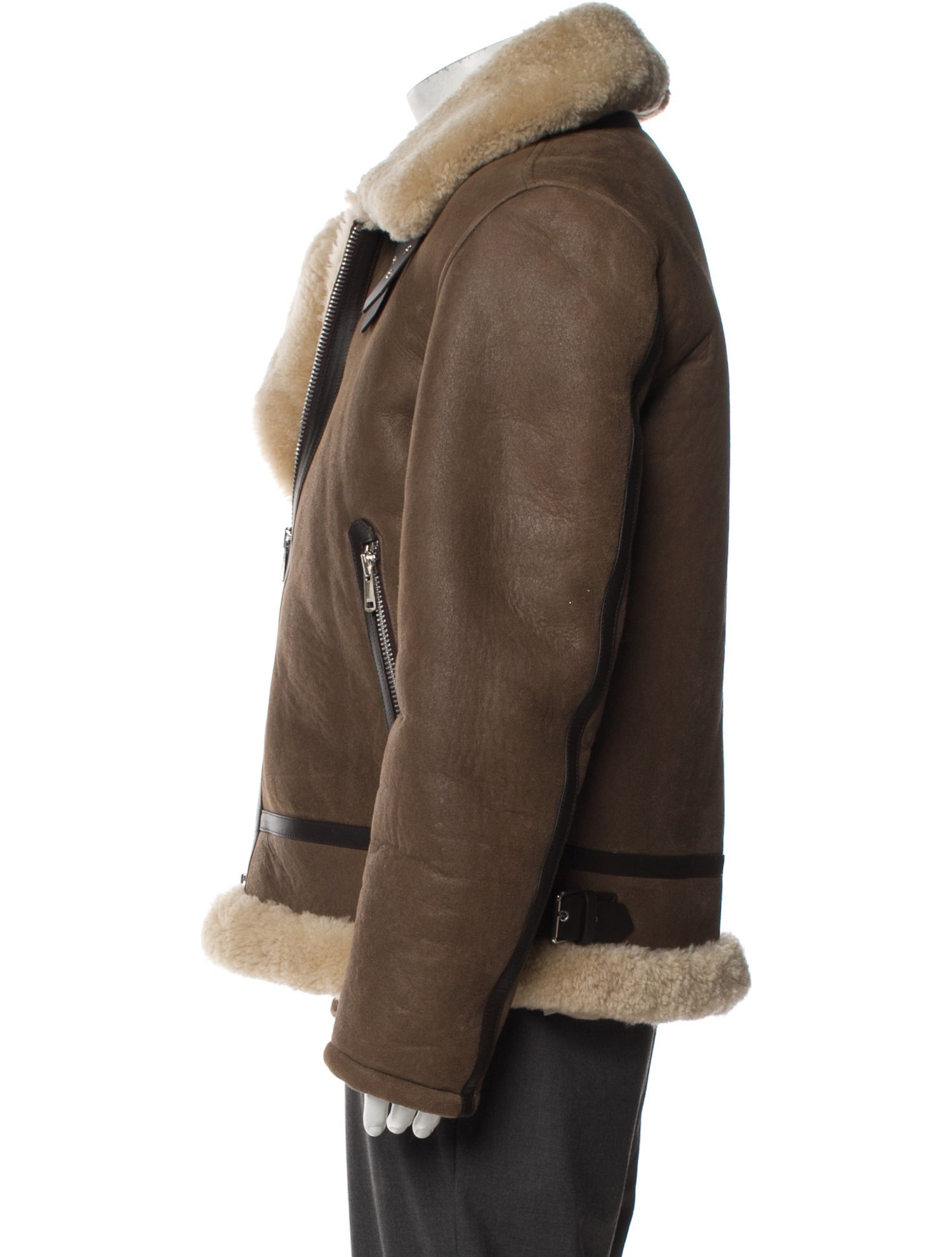 Reiss Leather Colorblock Pattern Moto Jacket