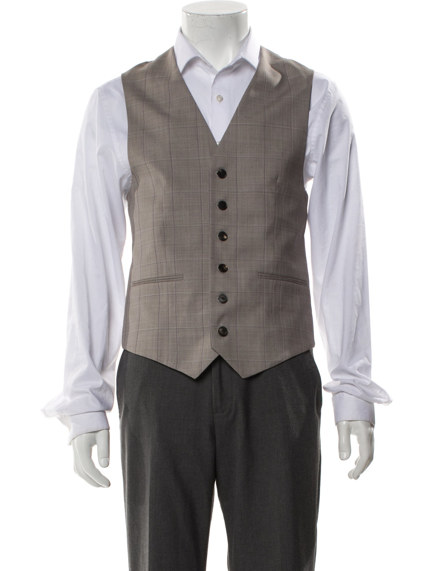 Reiss Plaid Print Suit Vest