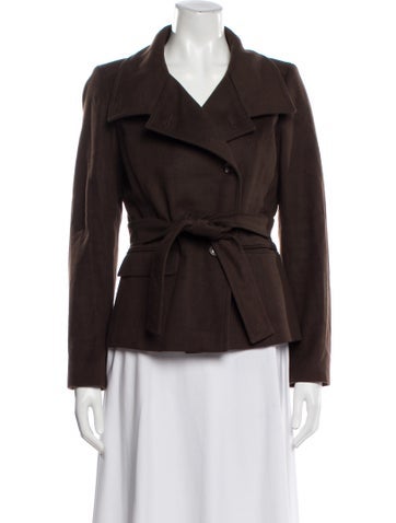 Pre-owned Reiss Virgin Wool Biker Jacket In Brown