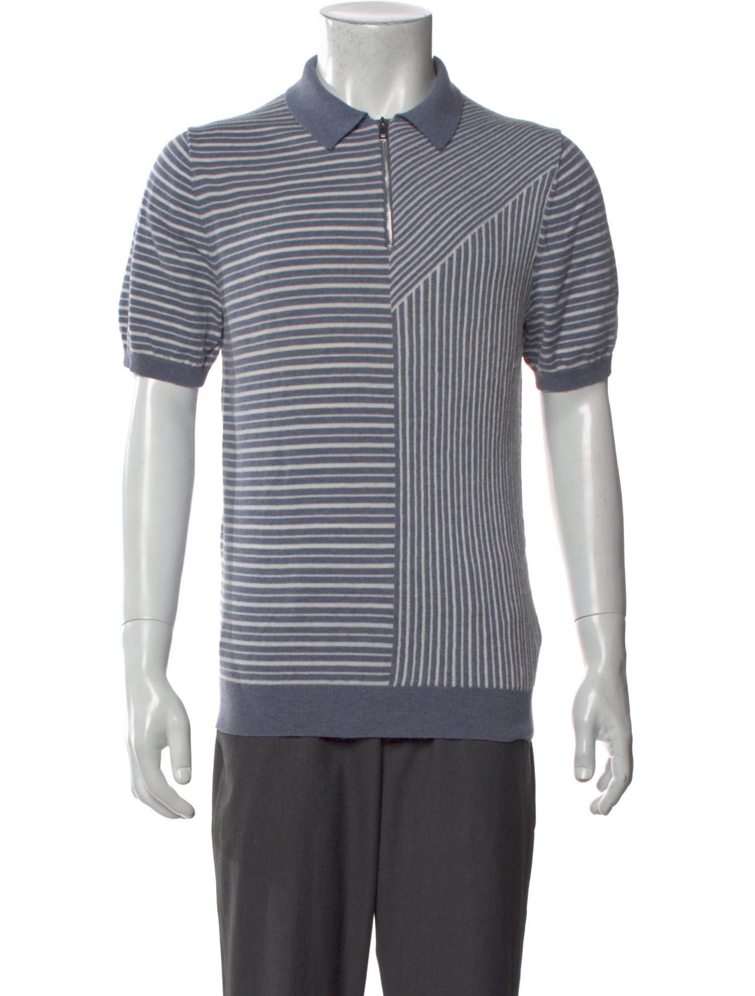 Reiss Striped Crew Neck Polo Sweater