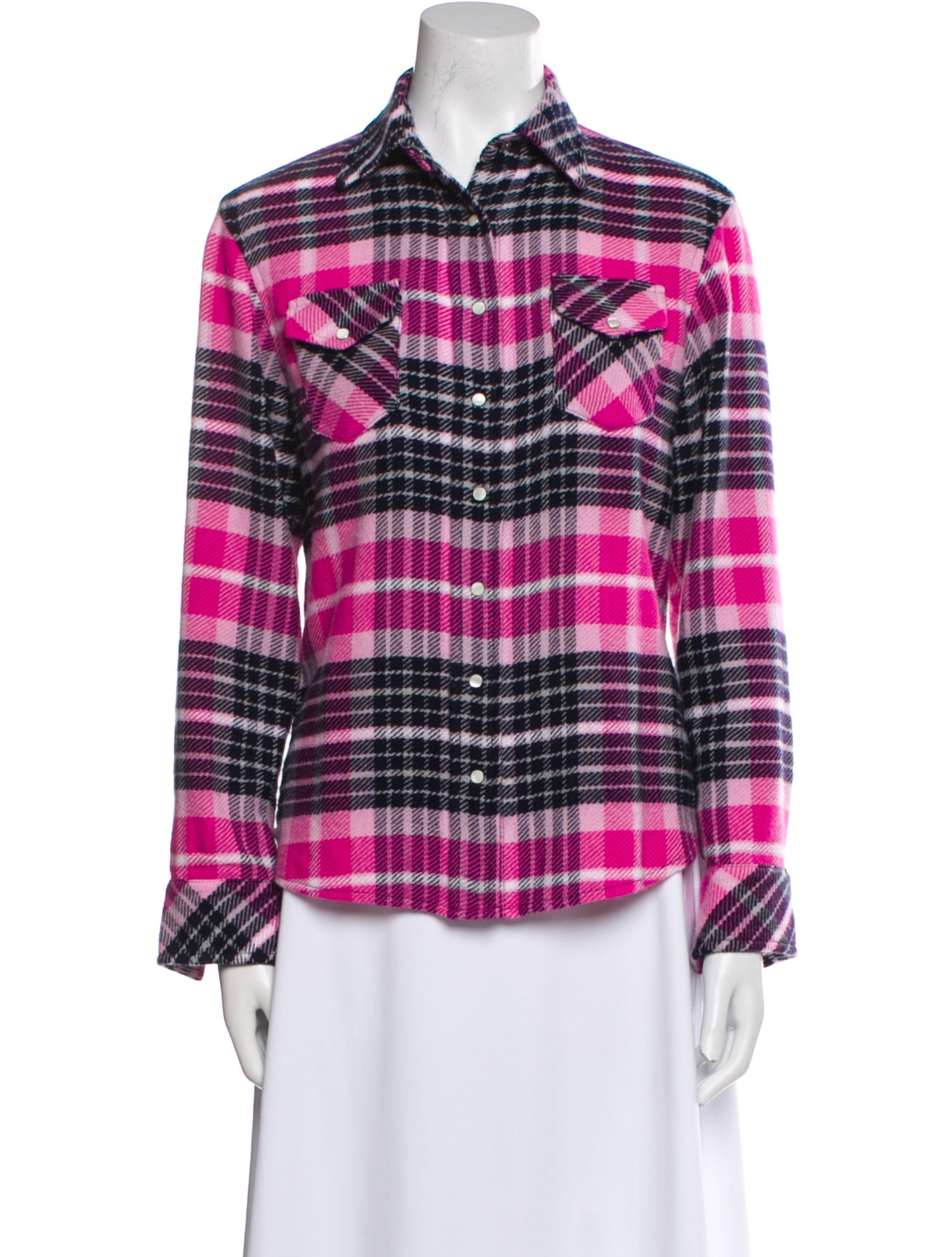 Richard Grand Cashmere Plaid Print Button-Up Top