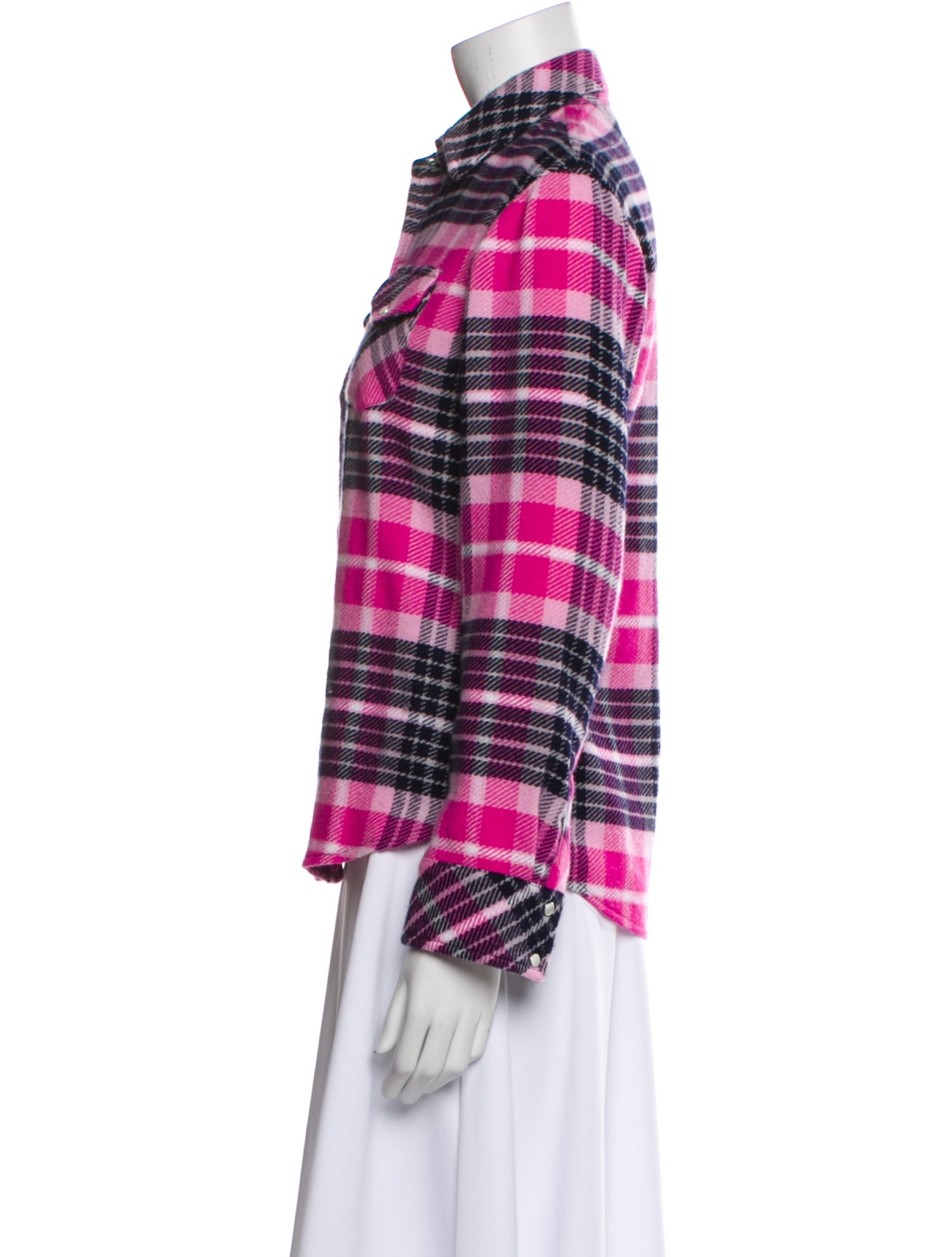 Richard Grand Cashmere Plaid Print Button-Up Top