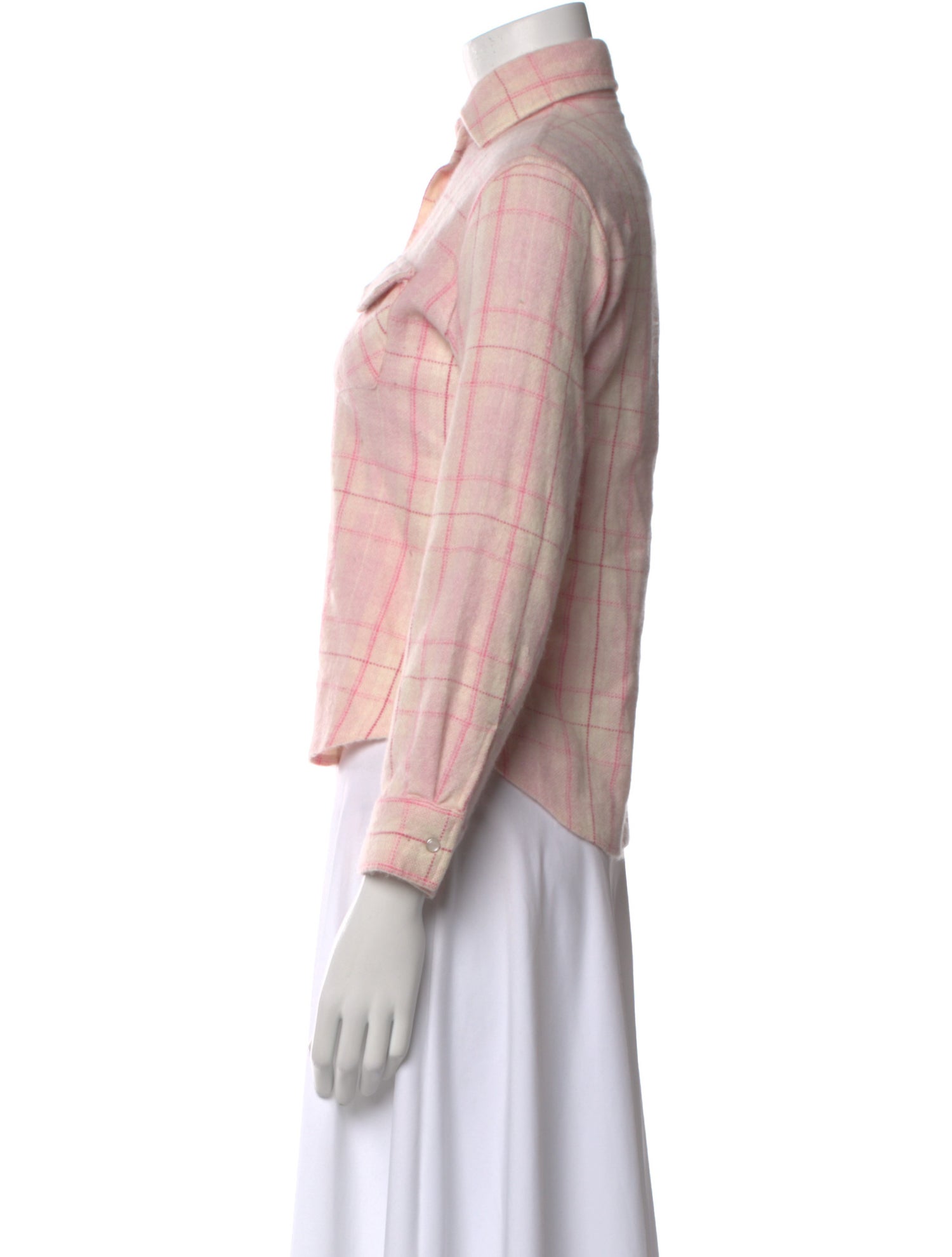 Richard Grand Cashmere Plaid Print Button-Up Top