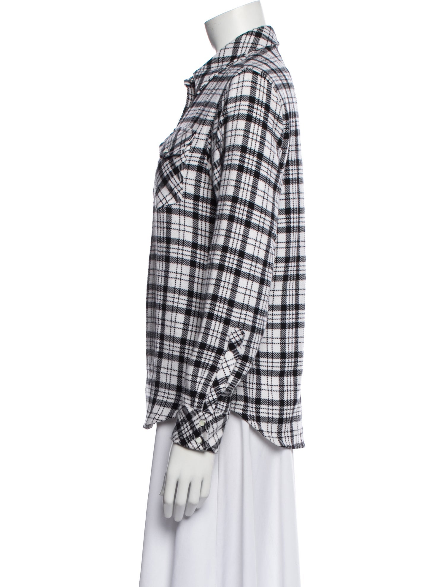 Richard Grand Cashmere Plaid Print Button-Up Top