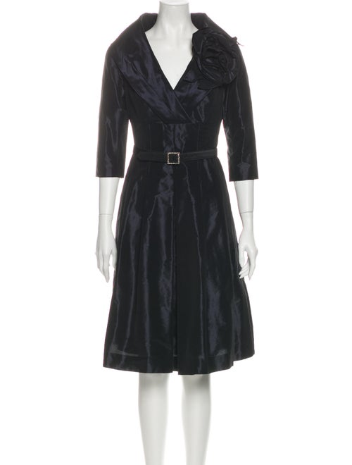 Teri Jon by Rickie Freeman V-Neck Knee-Length Dres