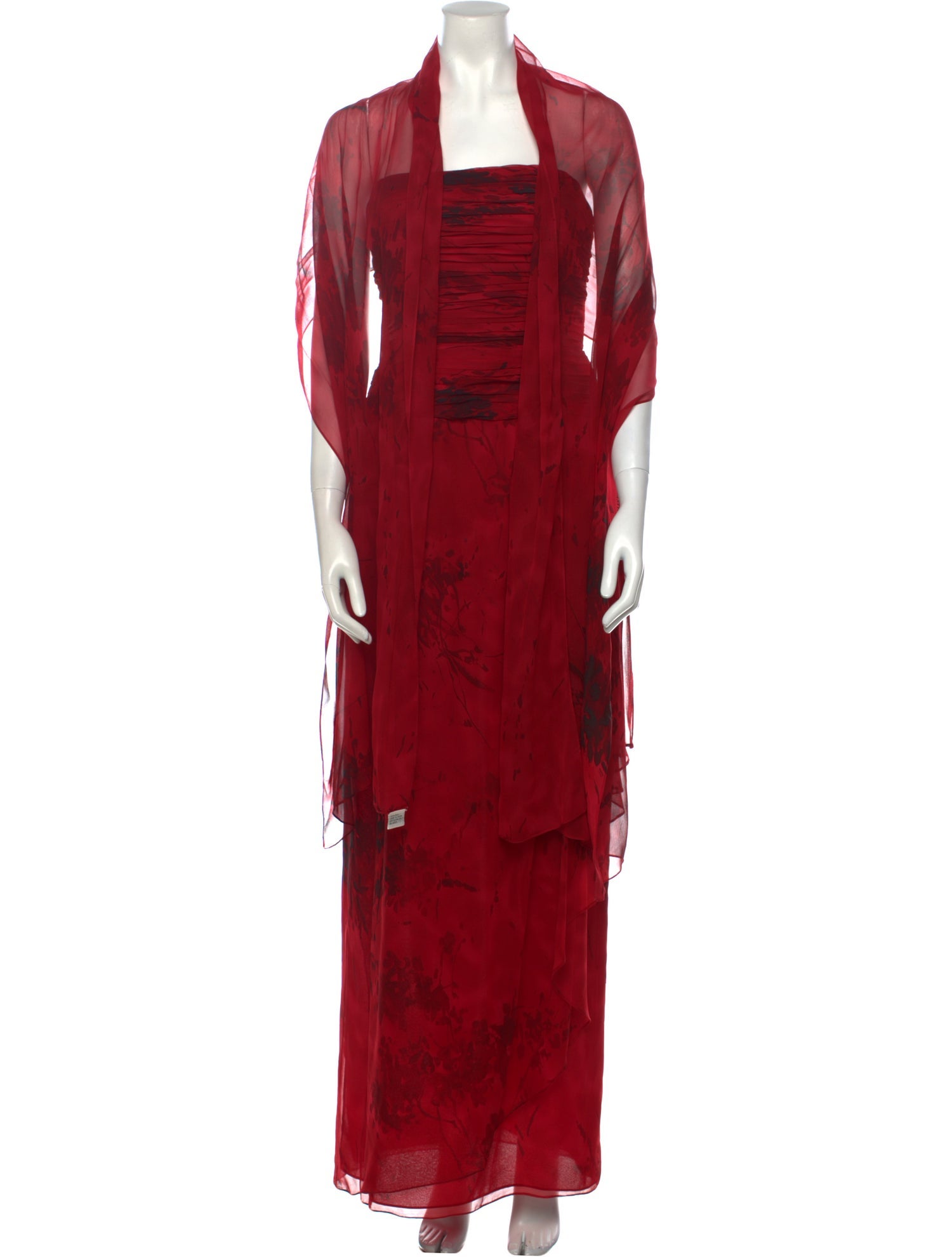 Teri Jon by Rickie Freeman Silk Long Dress - Red Dresses, Clothing ...