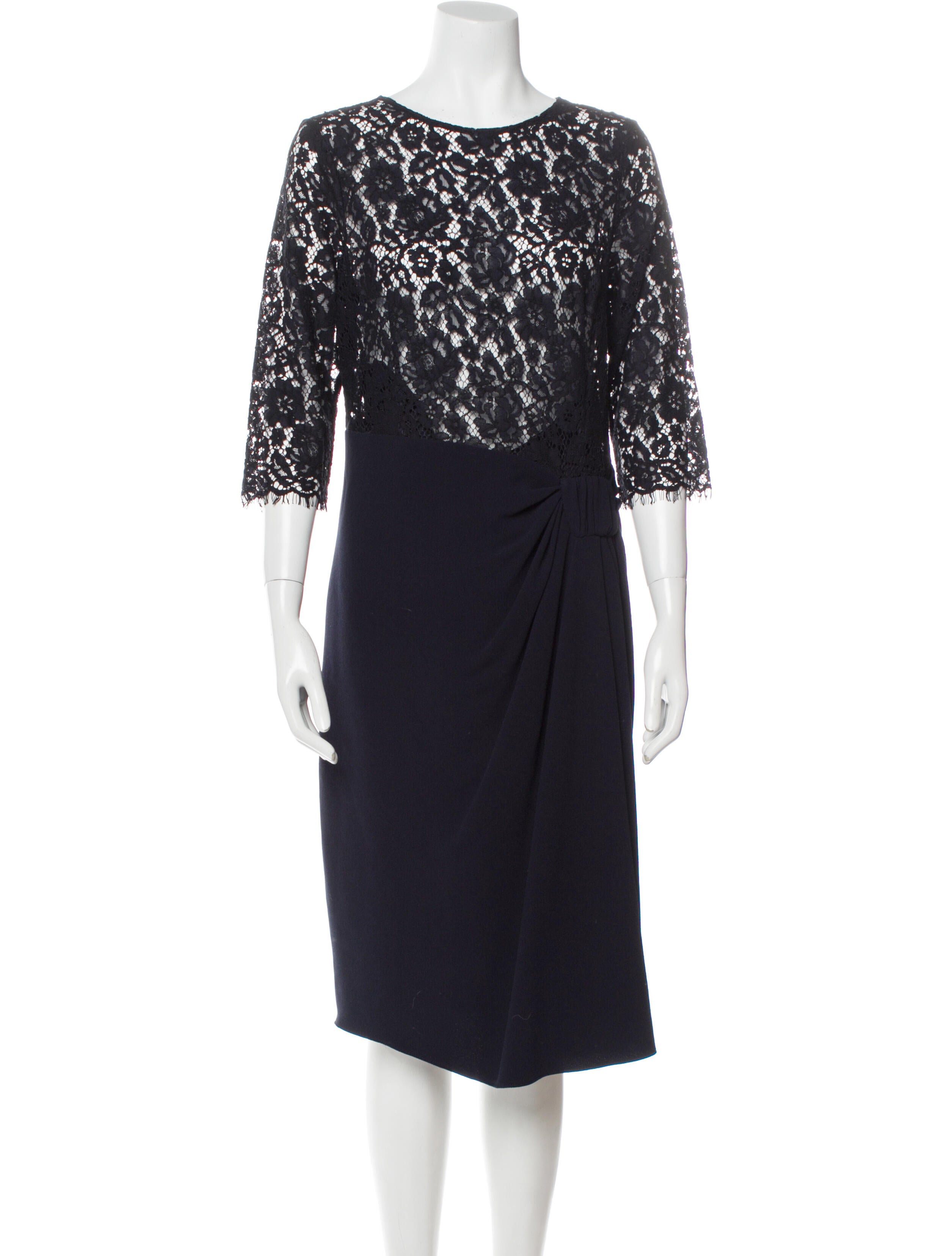 Teri Jon by Rickie Freeman Bateau Neckline Midi Length Dress