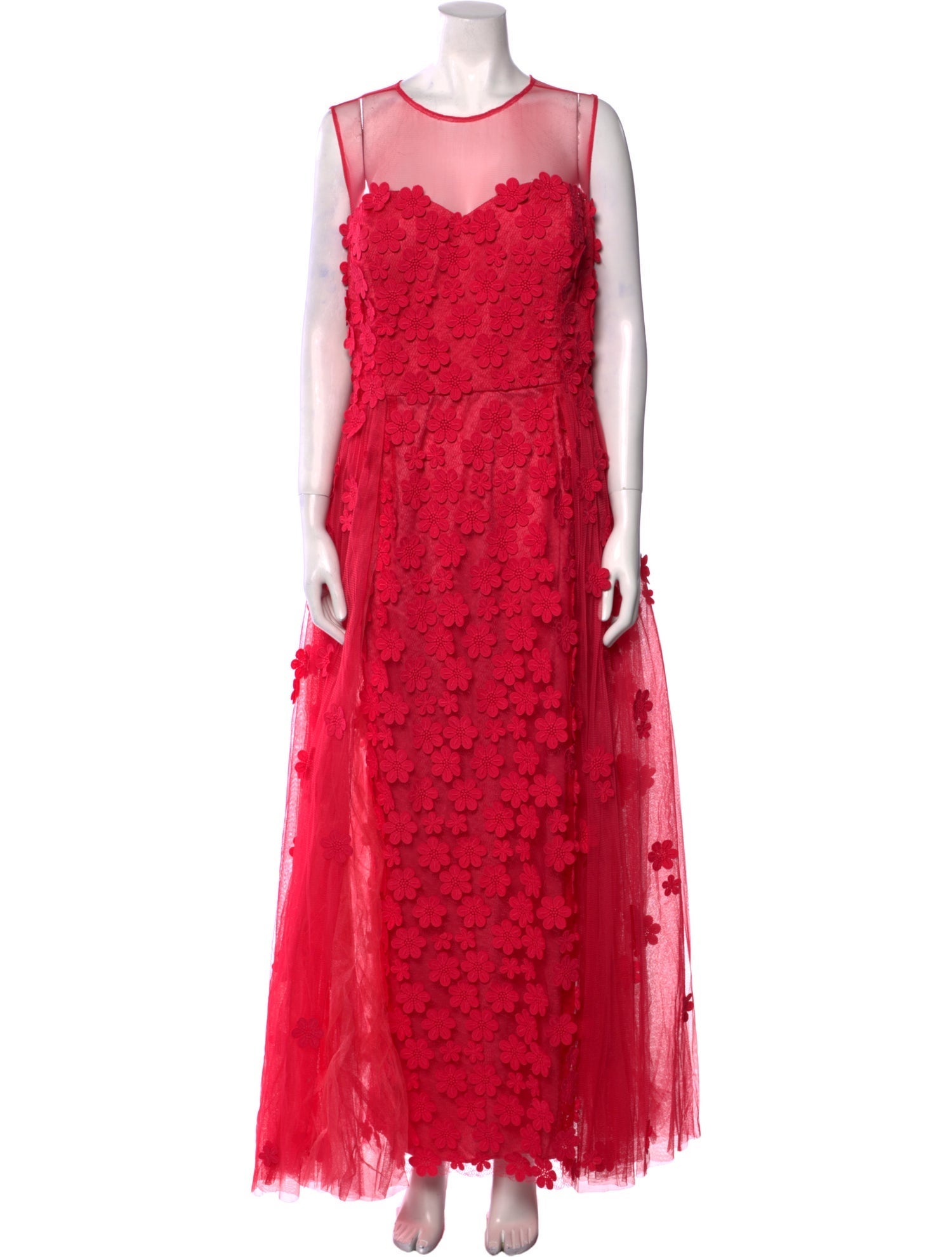 Teri Jon by Rickie Freeman Lace Pattern Long Dress