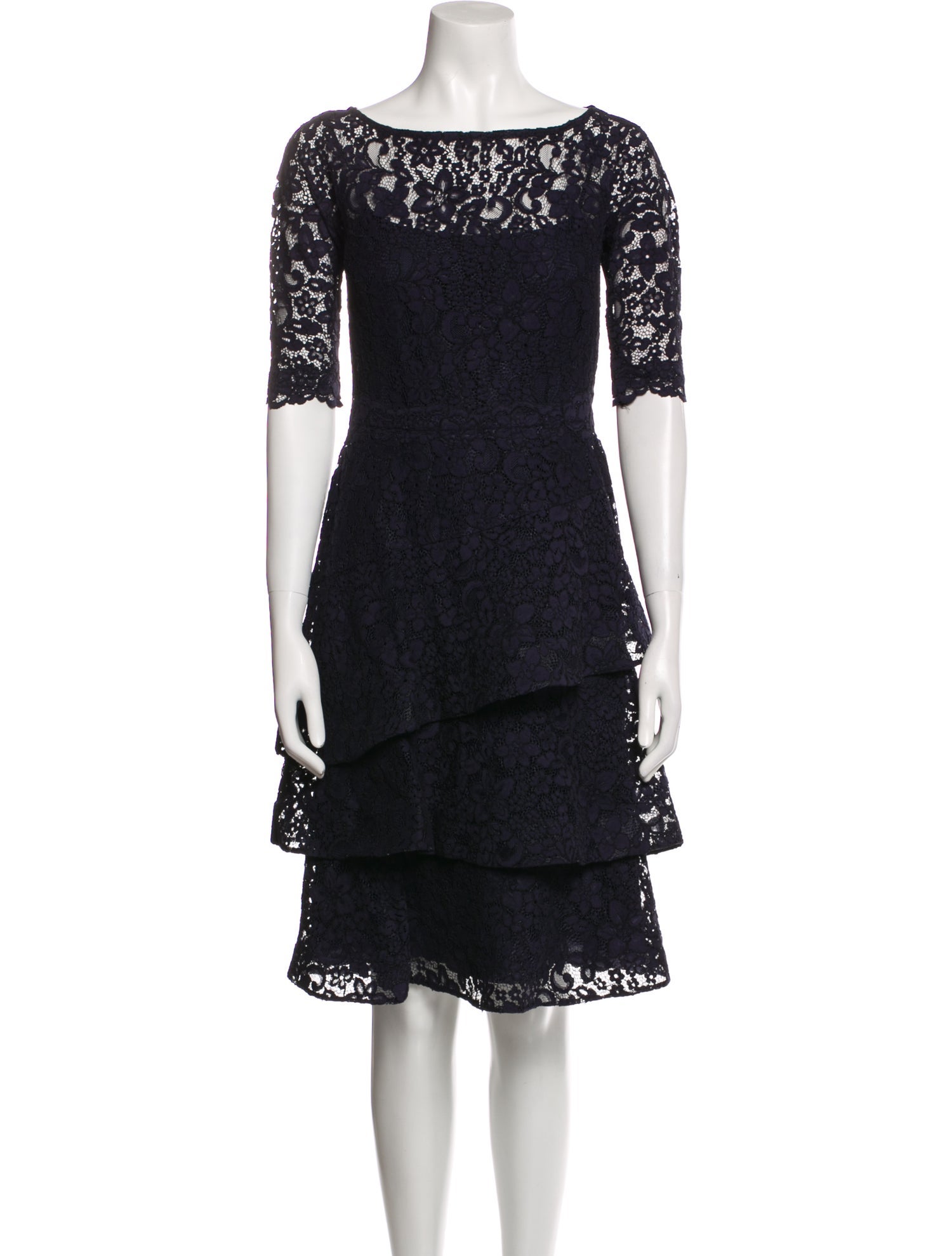 Teri Jon by Rickie Freeman Lace Pattern Knee-Length Dress
