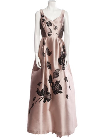Teri Jon by Rickie Freeman Floral Print Long Dress