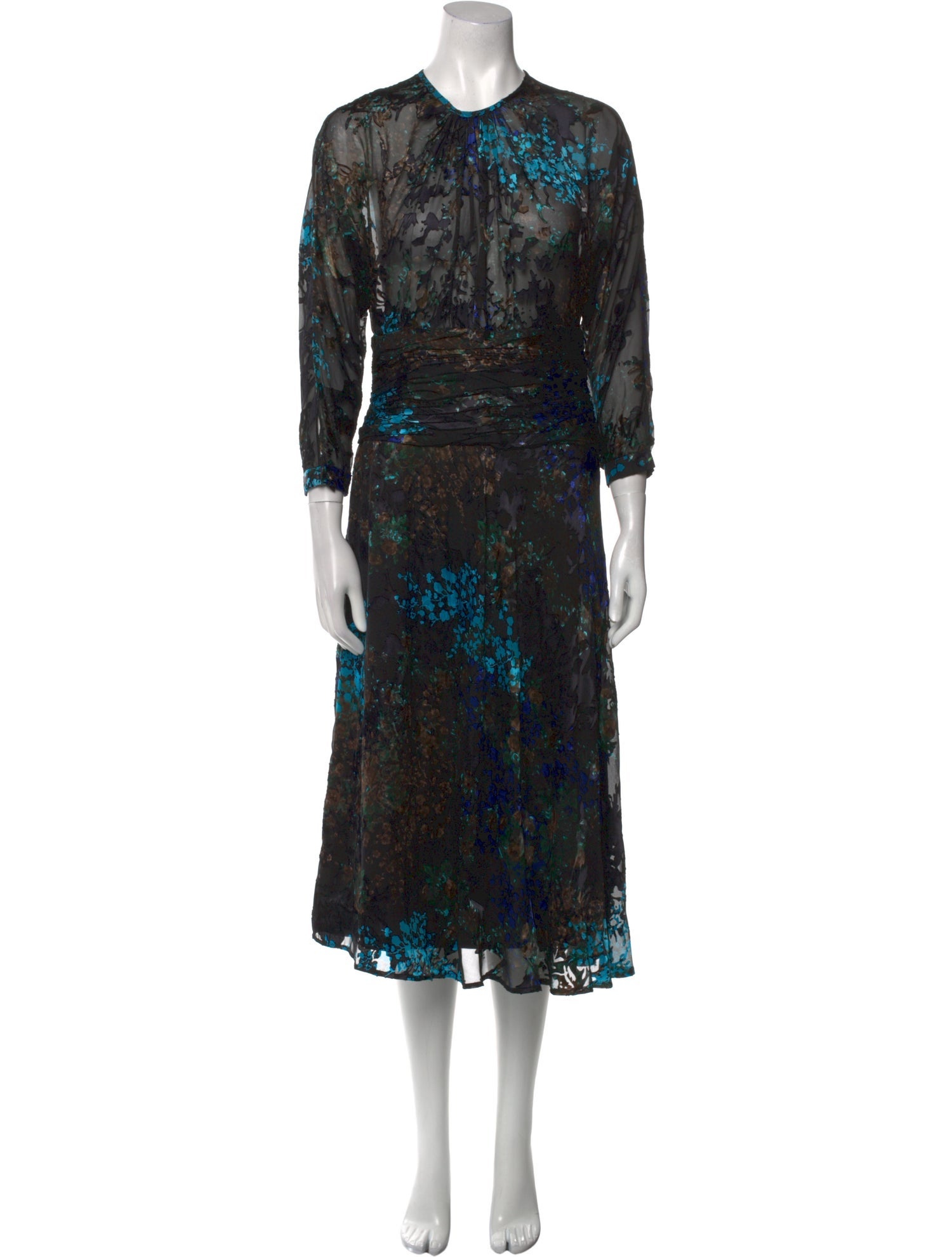 Teri Jon by Rickie Freeman Floral Print Midi Length Dress