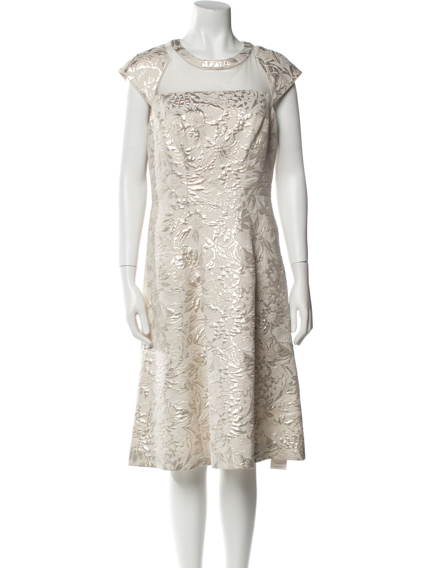 Teri Jon by Rickie Freeman Crew Neck Midi Length Dress