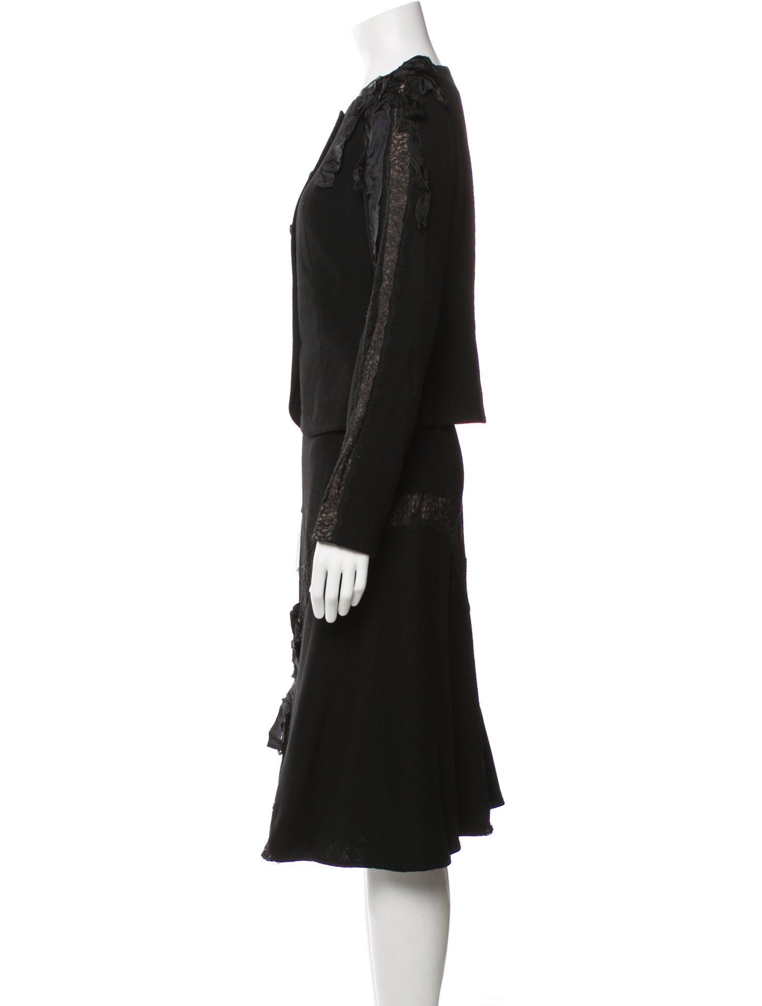 Teri Jon by Rickie Freeman Wool Bow Accents Skirt Set