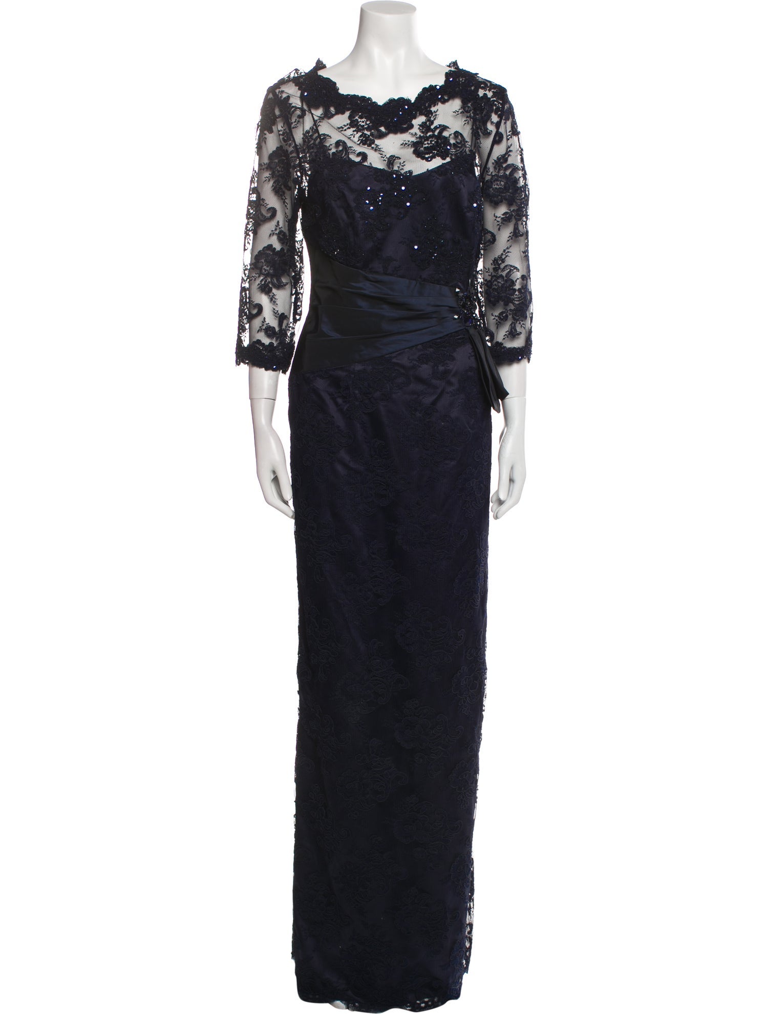 Teri Jon by Rickie Freeman Lace Pattern Long Dress
