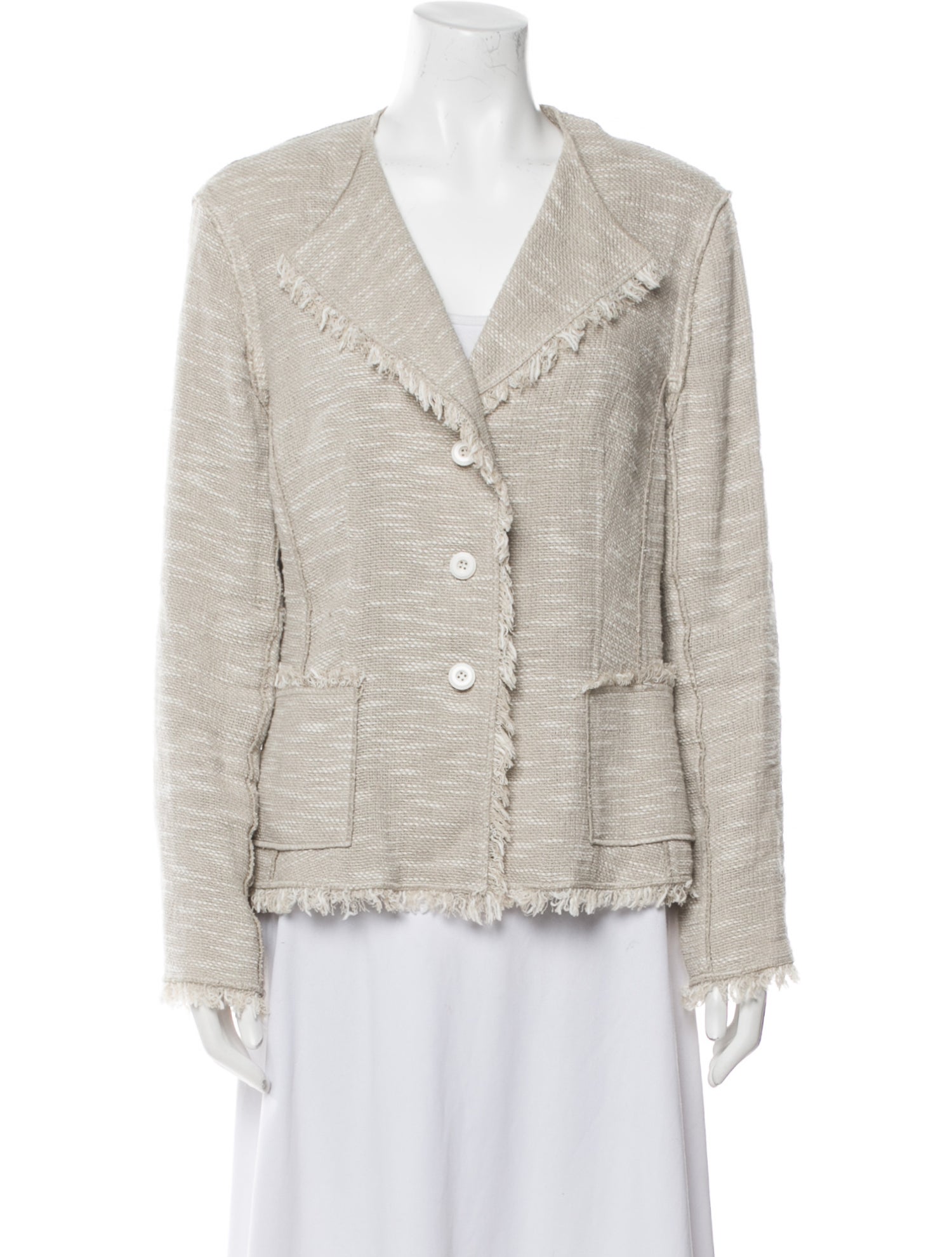 Teri Jon by Rickie Freeman Linen Tweed Pattern Evening Jacket