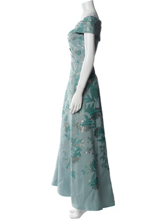 Teri Jon by Rickie Freeman Floral Print Long Dress