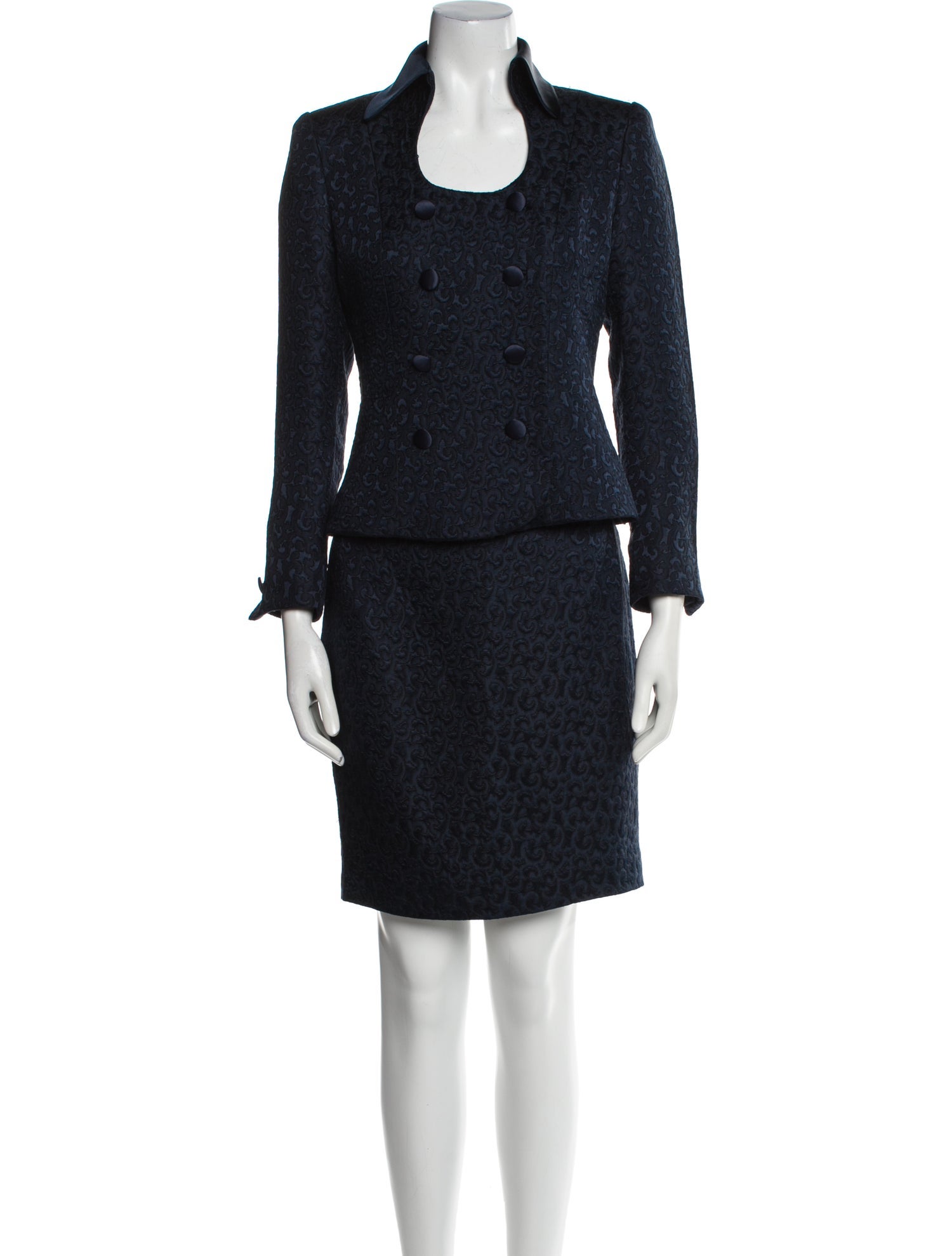 Teri Jon by Rickie Freeman Silk Printed Skirt Suit