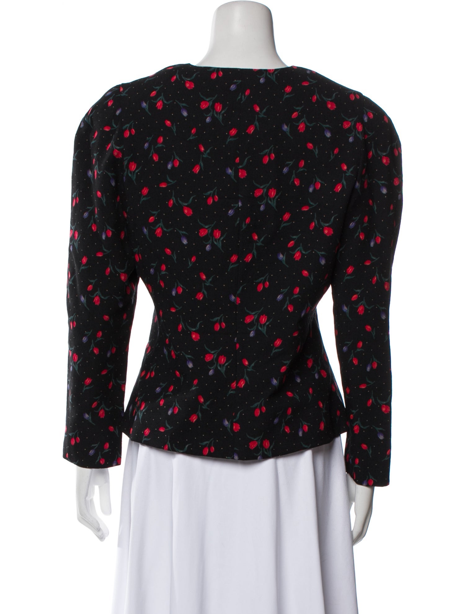 Teri Jon by Rickie Freeman Wool Floral Print Evening Jacket