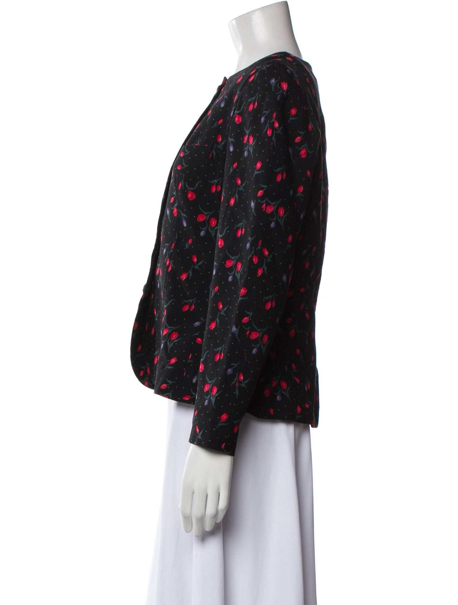 Teri Jon by Rickie Freeman Wool Floral Print Evening Jacket