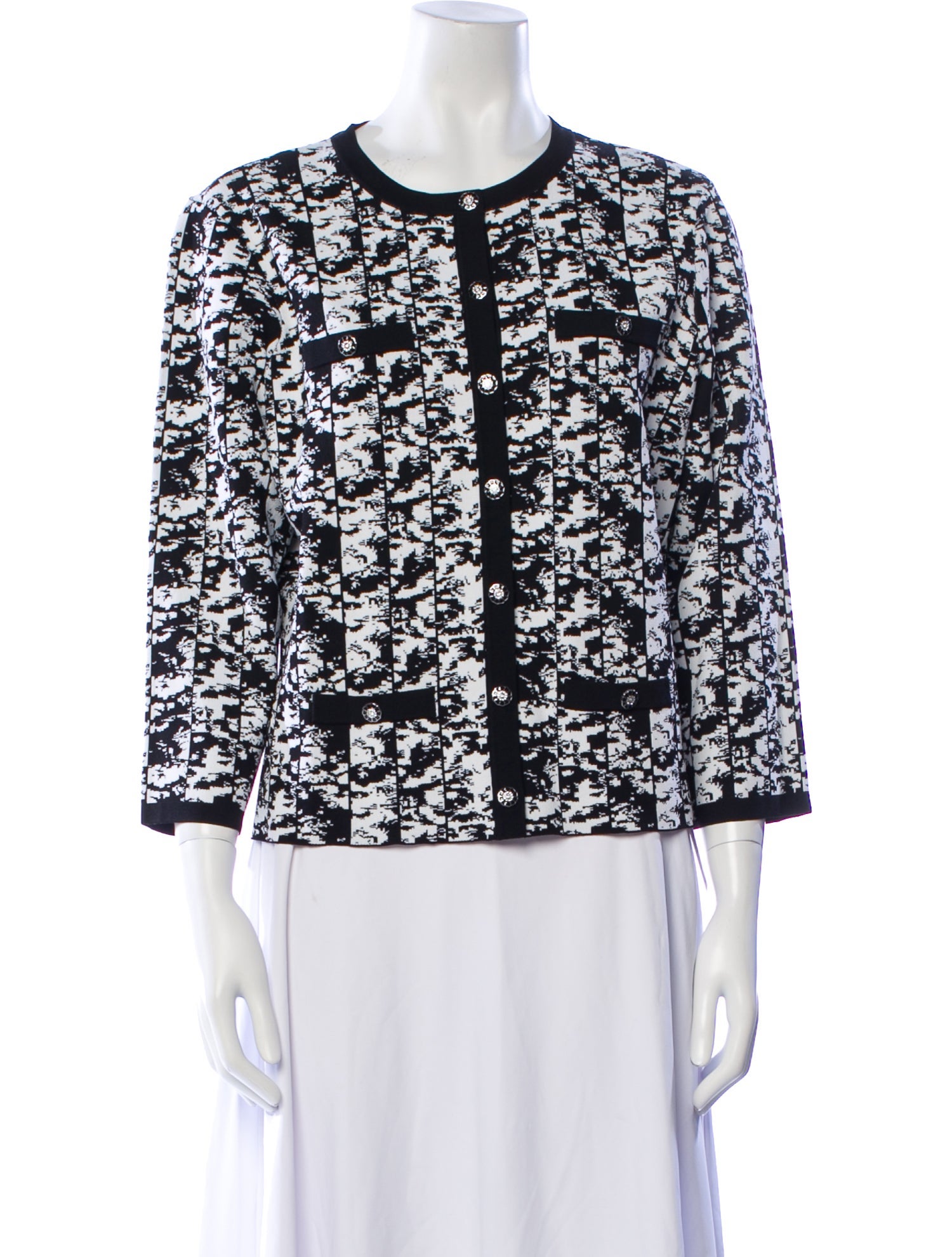 Teri Jon by Rickie Freeman Printed Crew Neck Top