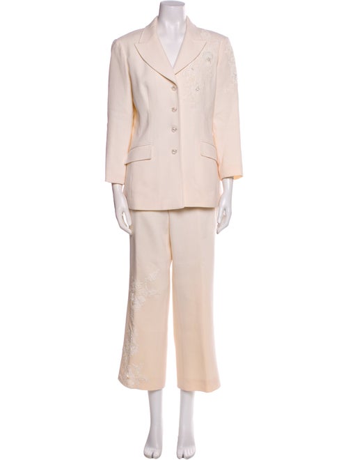 Teri Jon by Rickie Freeman Wool Sequin Embellishments Pantsuit