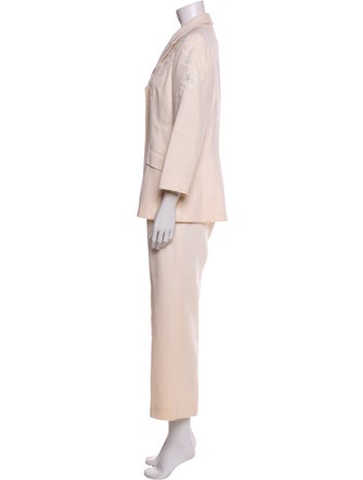 Teri Jon by Rickie Freeman Wool Sequin Embellishments Pantsuit