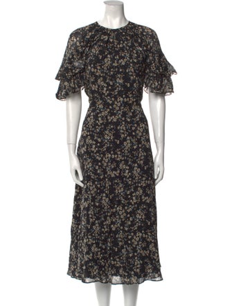 Teri Jon by Rickie Freeman Floral Print Midi Length Dress