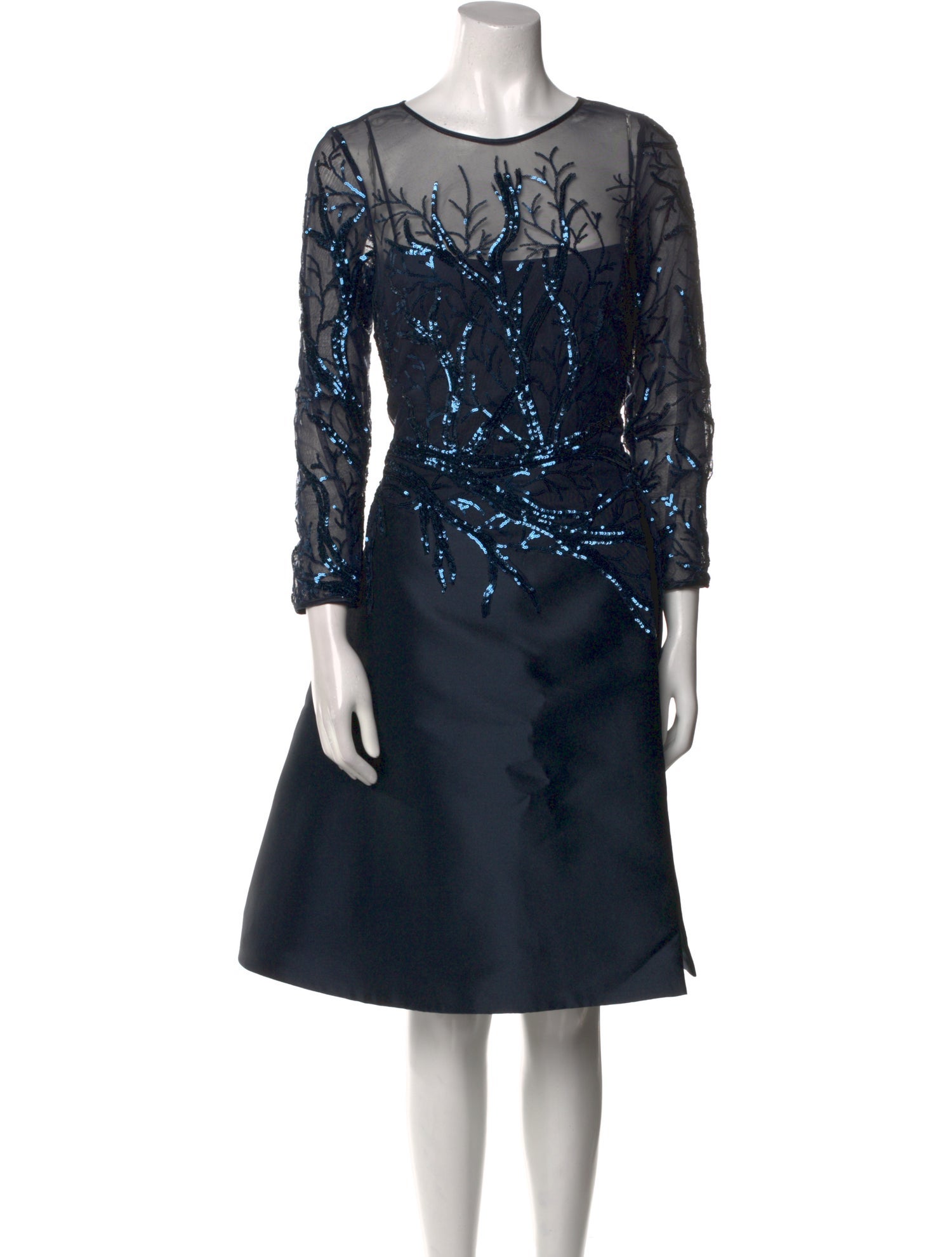 Teri Jon by Rickie Freeman Bateau Neckline Knee-Length Dress