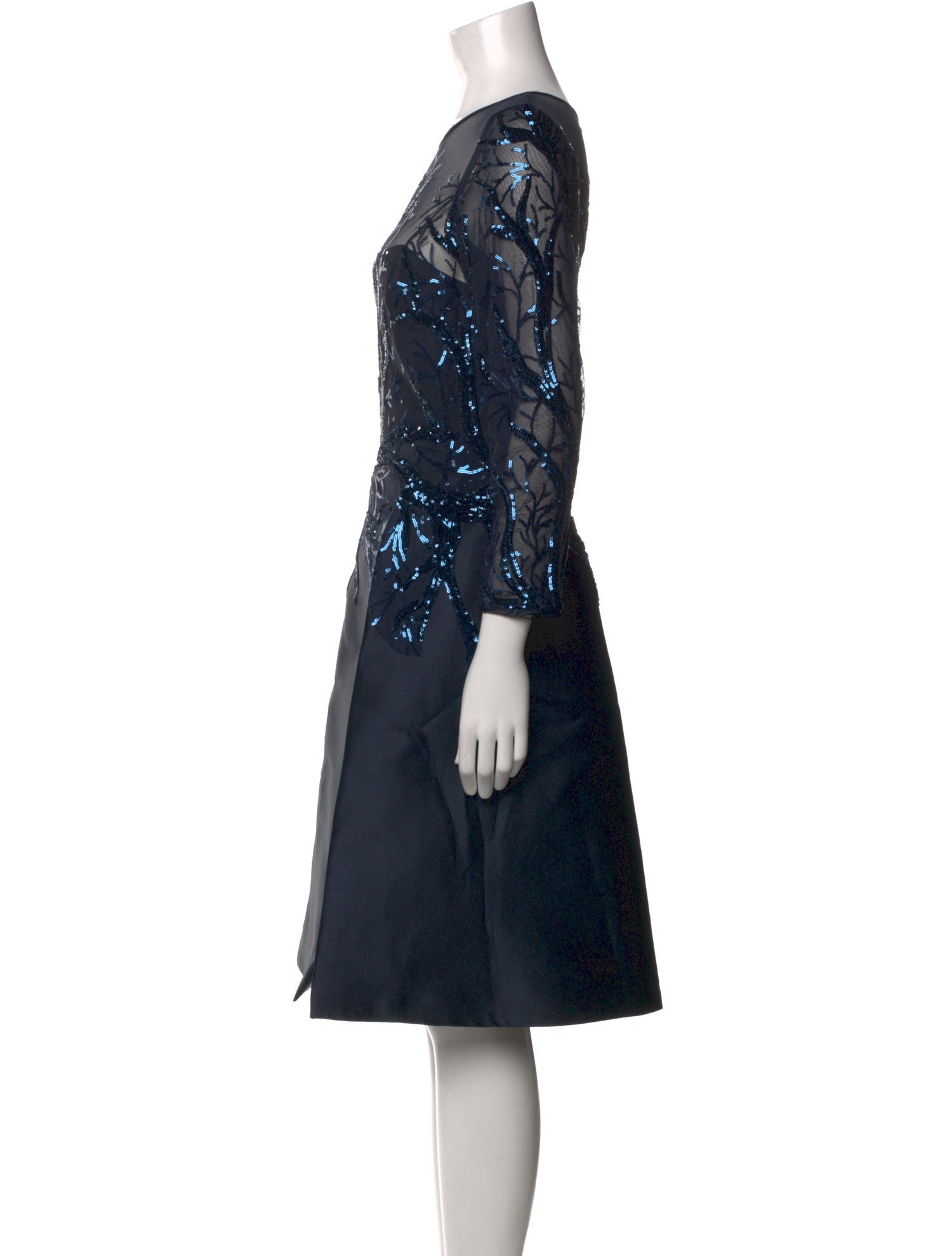 Teri Jon by Rickie Freeman Bateau Neckline Knee-Length Dress