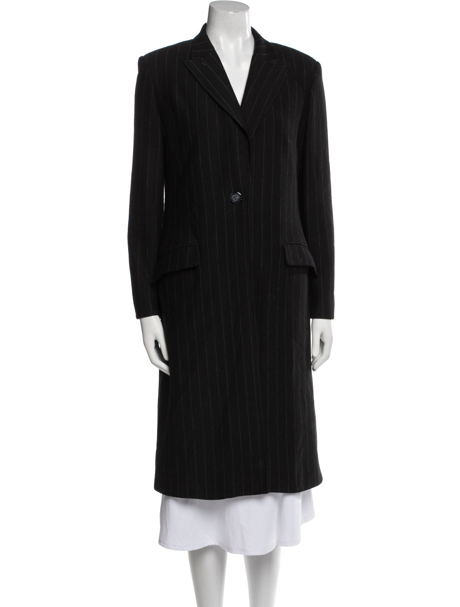 Teri Jon by Rickie Freeman Wool Striped Peacoat