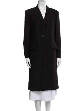 Teri Jon by Rickie Freeman Wool Striped Peacoat