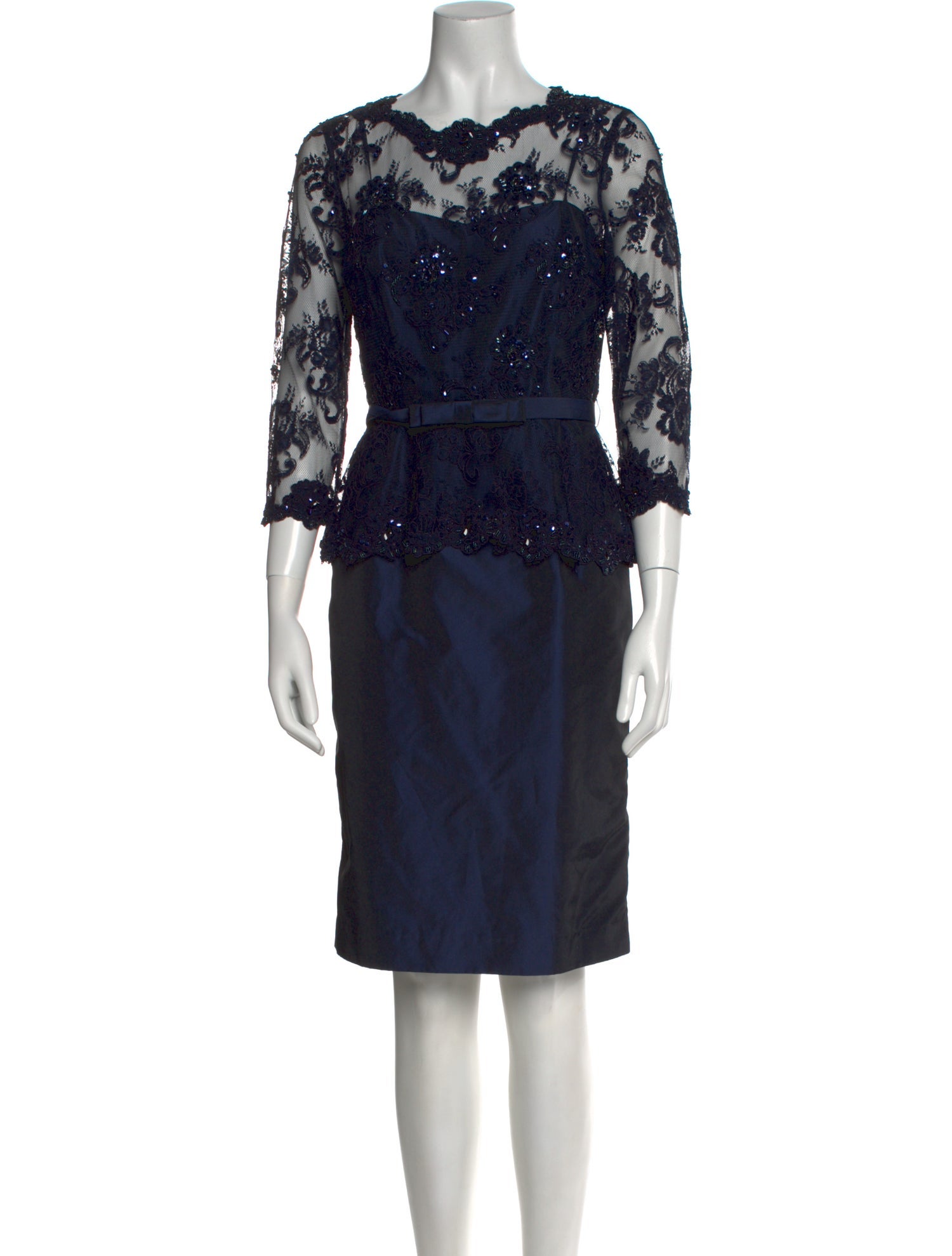 Teri Jon by Rickie Freeman Lace Pattern Knee-Length Dress