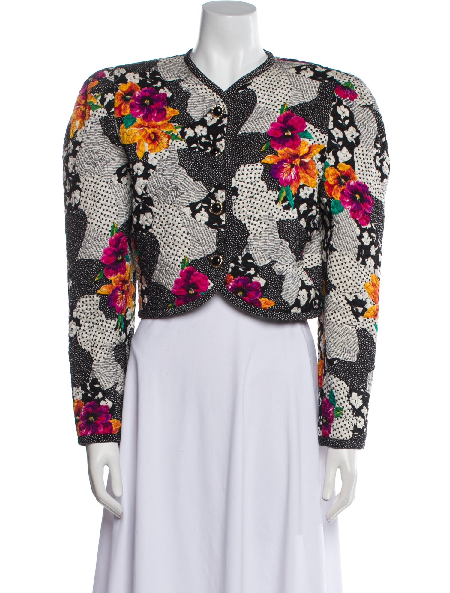 Teri Jon by Rickie Freeman Silk Floral Print Evening Jacket