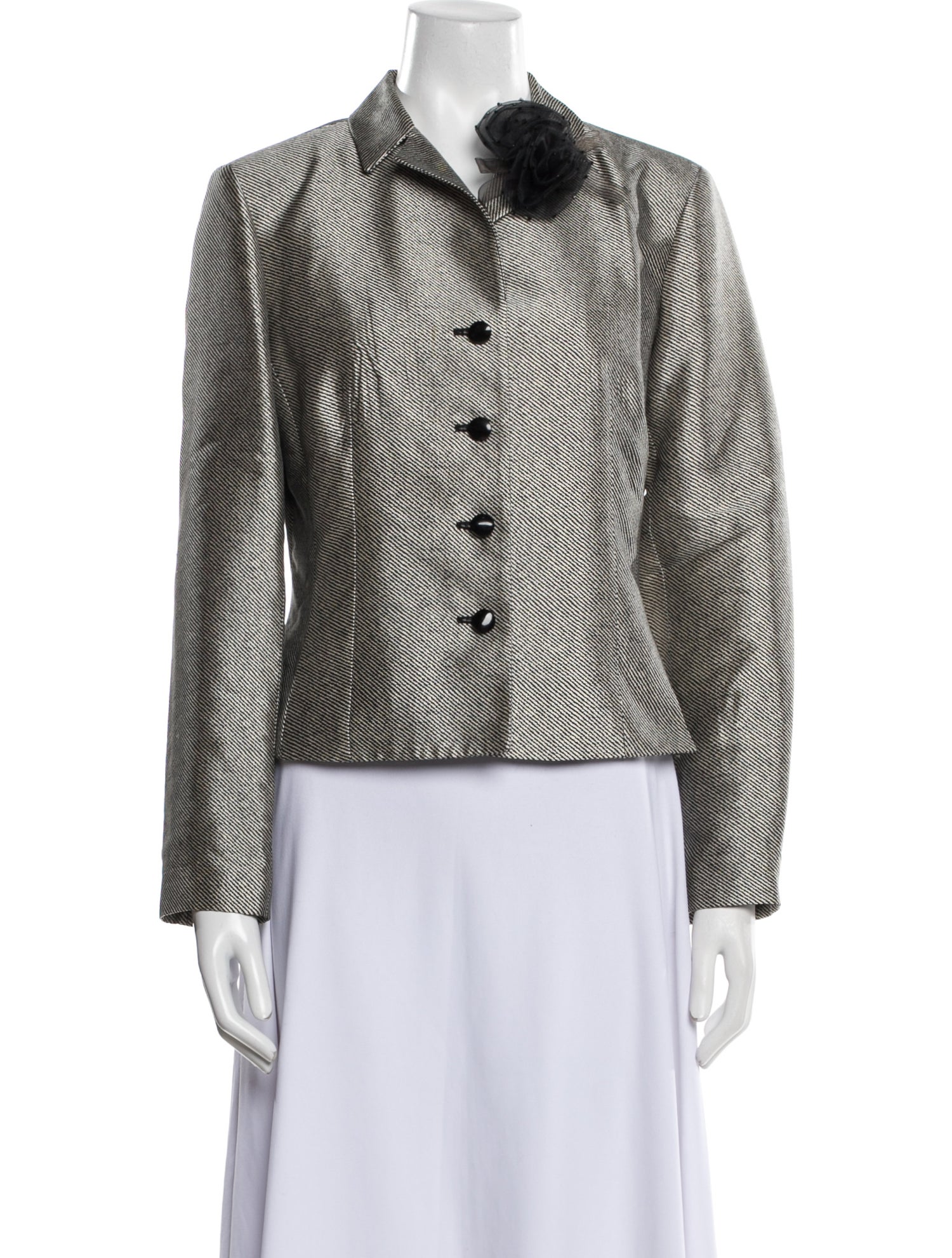 Teri Jon by Rickie Freeman Silk Striped Evening Jacket