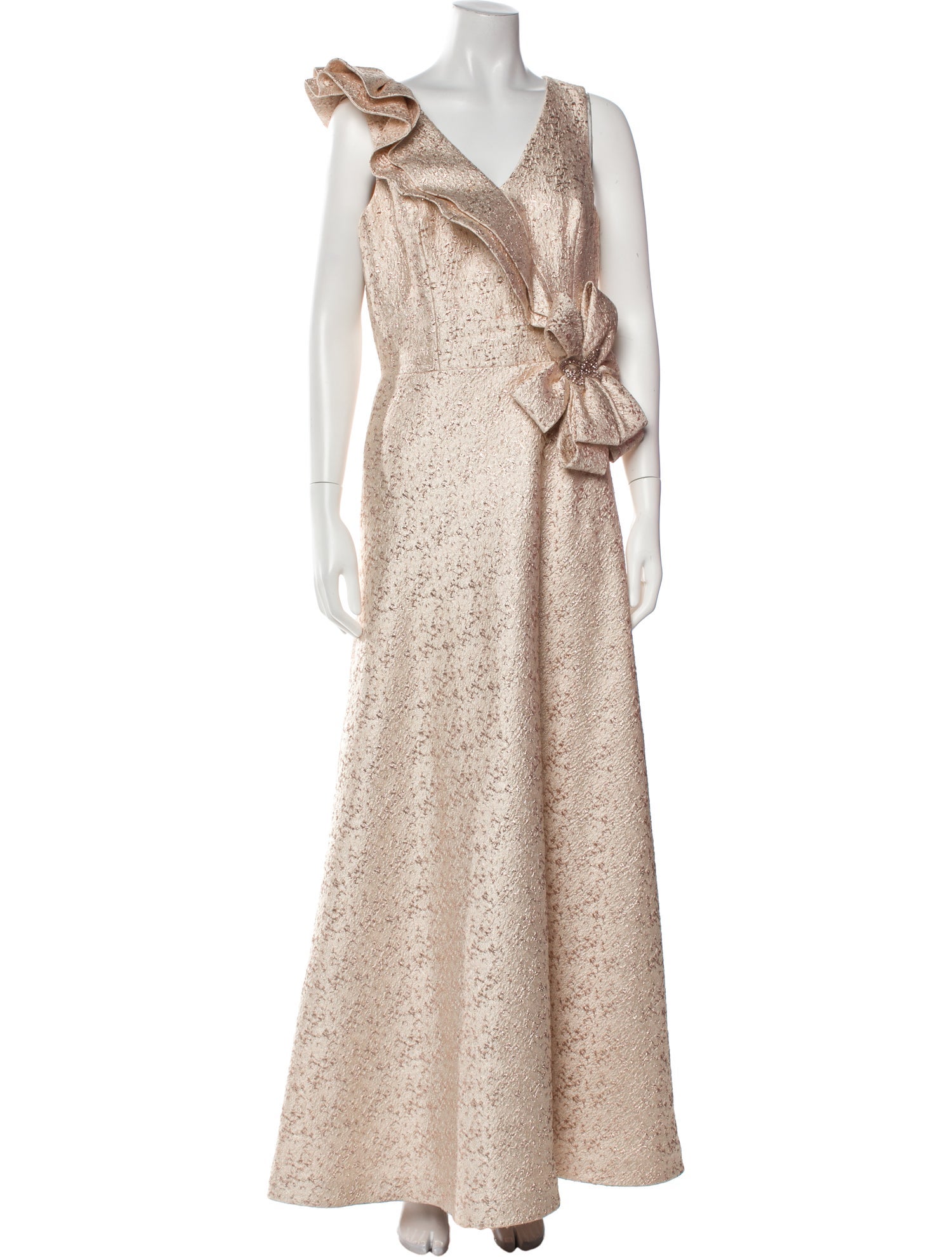 Teri Jon by Rickie Freeman V-Neck Long Dress