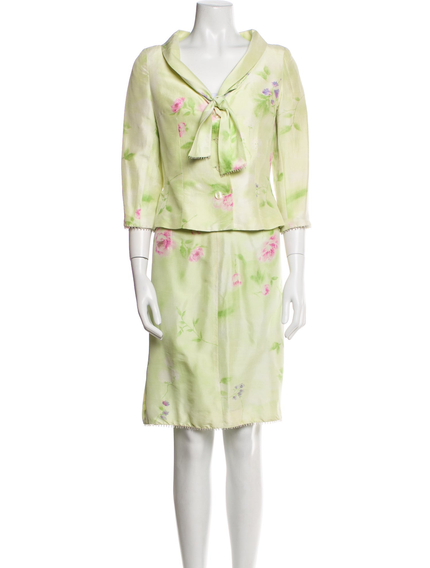 Teri Jon by Rickie Freeman Floral Print Skirt Suit